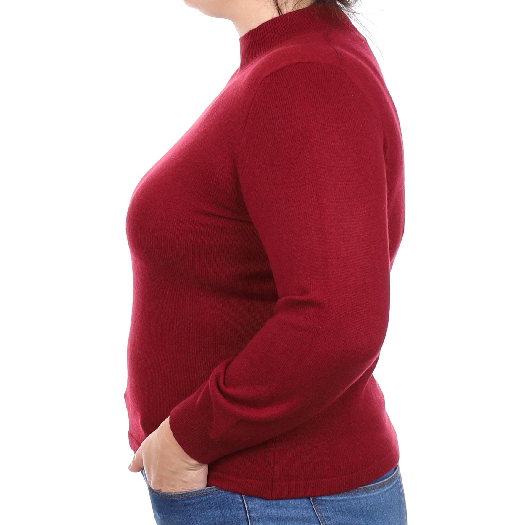 Burgundy Red Cashmere Turtle Neck Jumper Large