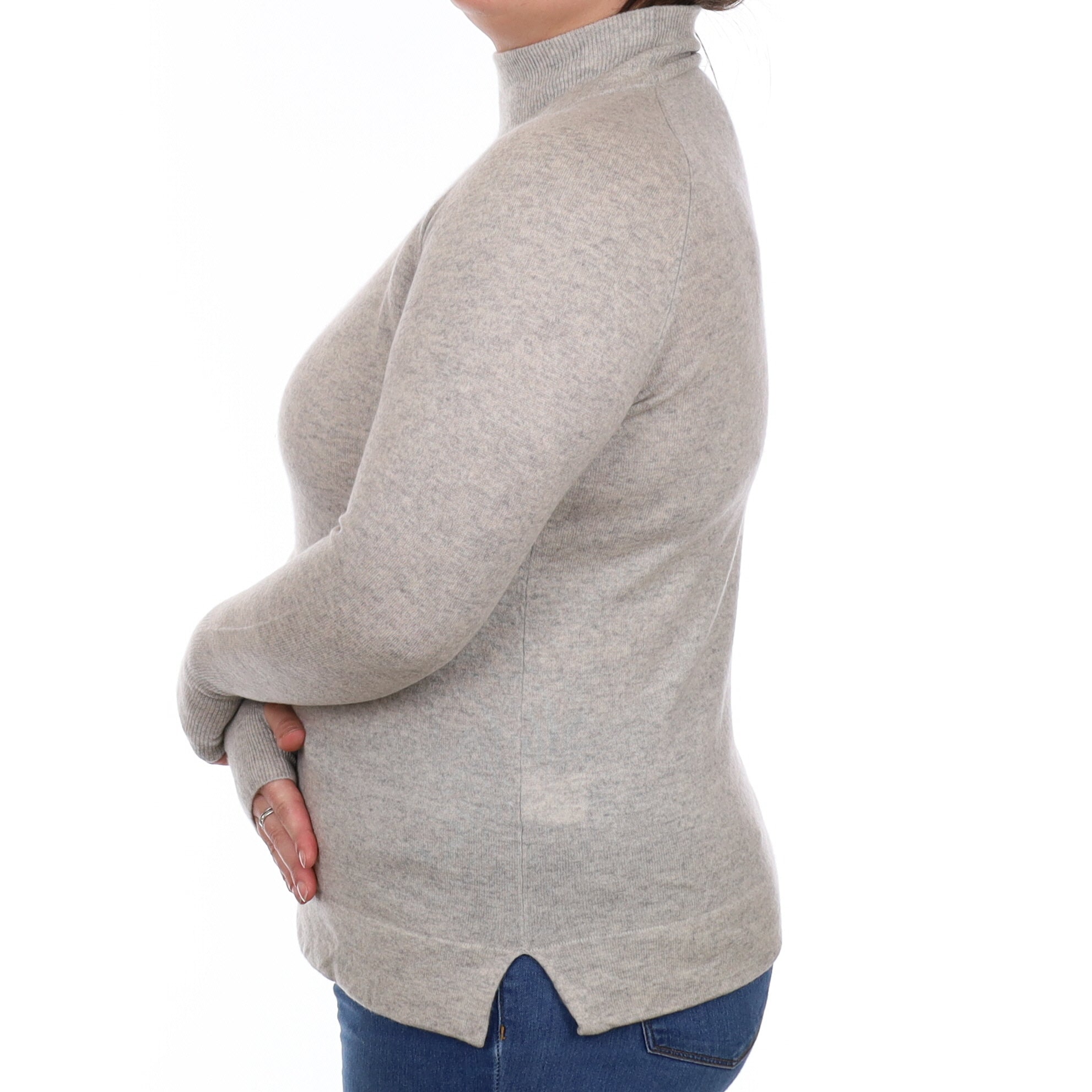 Mist Grey Cashmere Turtle Neck Jumper Large