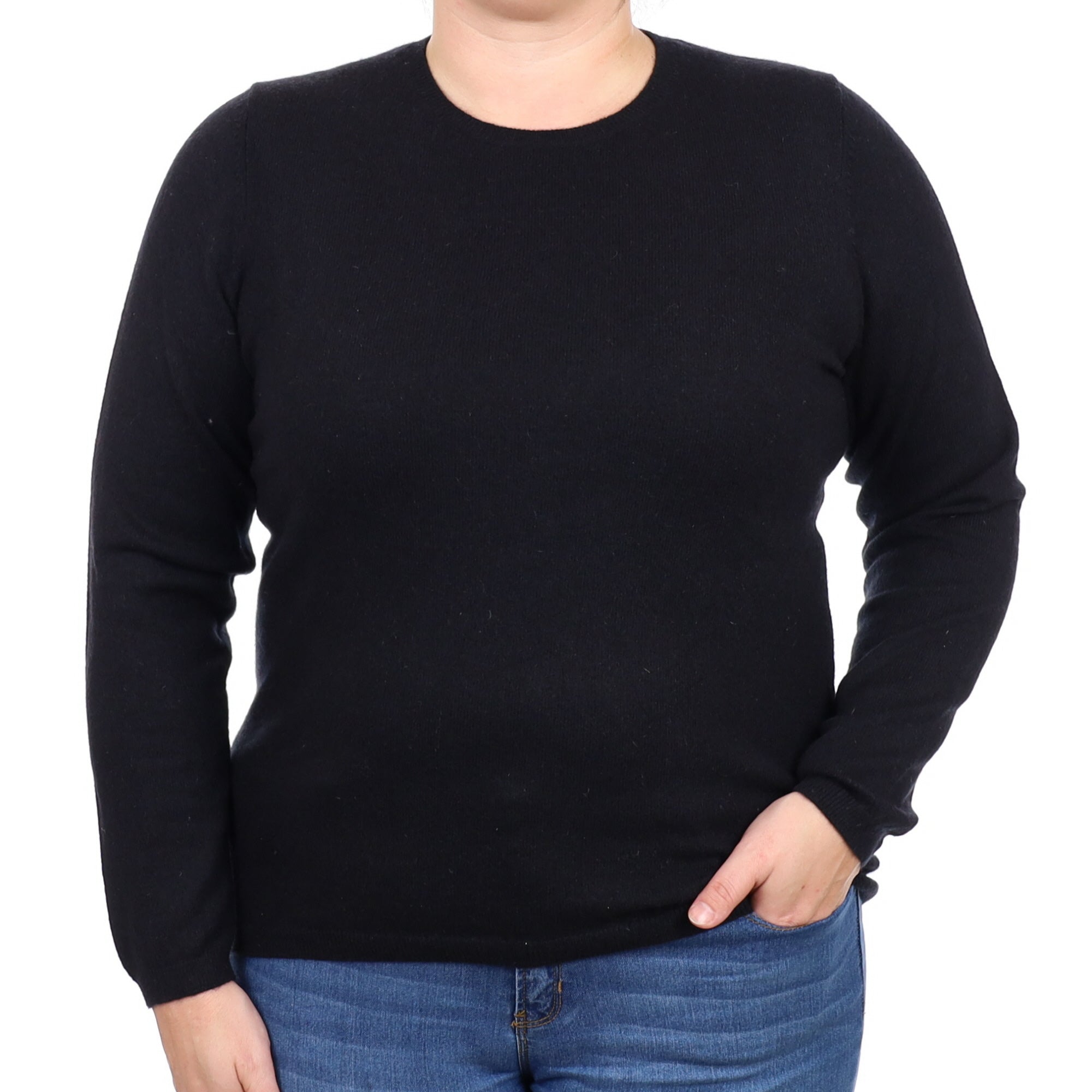 Black Cashmere Crew Neck Jumper Large