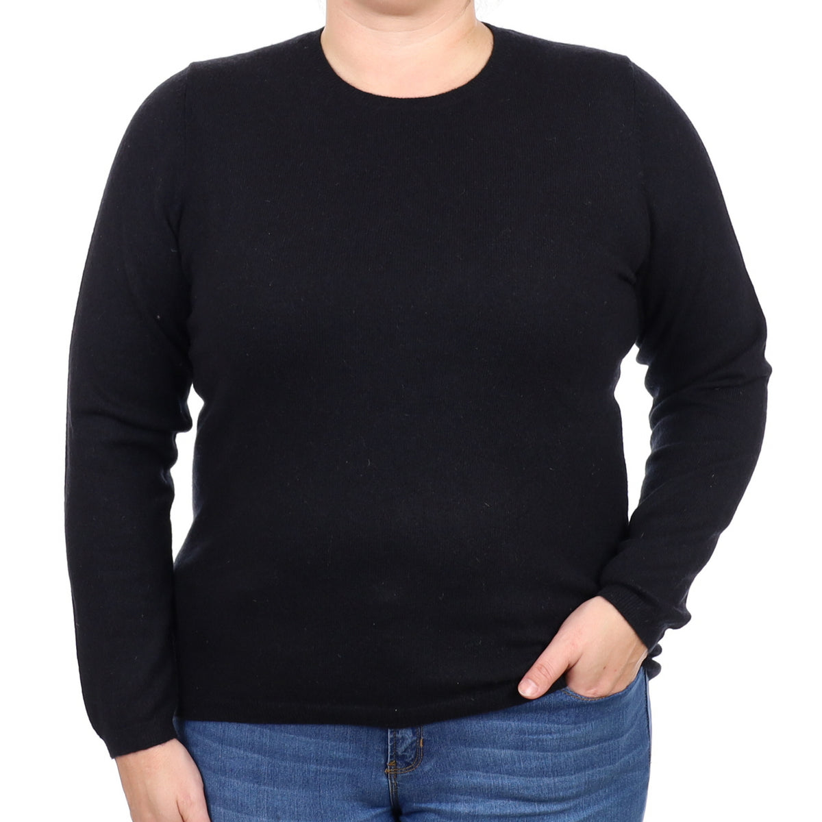 Black Cashmere Crew Neck Jumper Large
