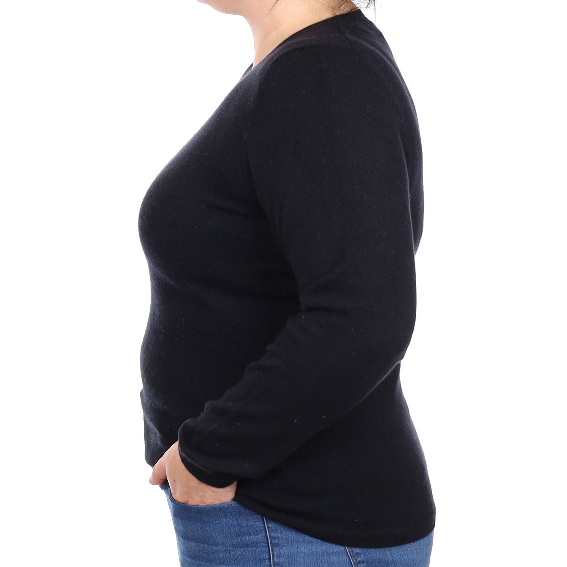 Black Cashmere Crew Neck Jumper Large