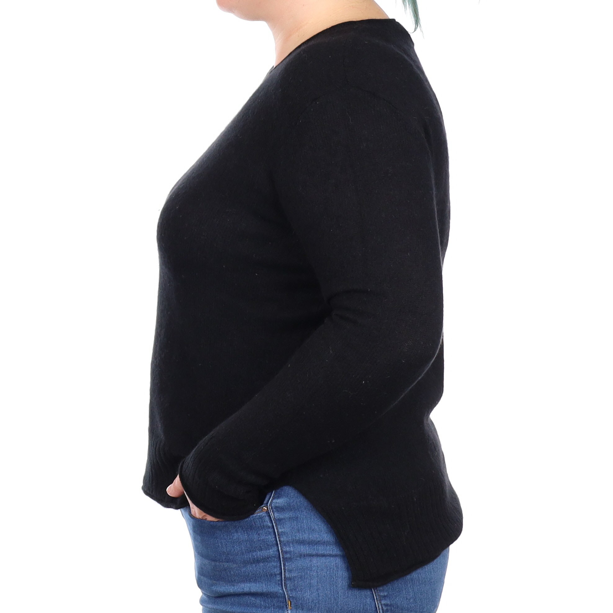 Black Cashmere Crew Neck Jumper Large