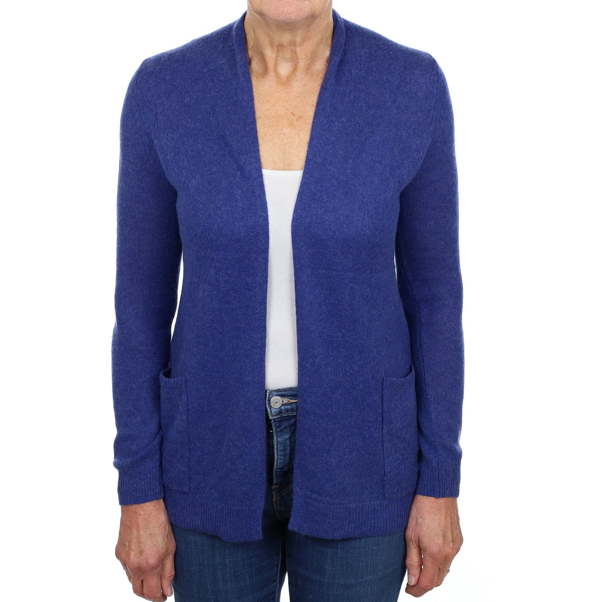 Deep Denim Blue Cashmere Edge To Edge Cardigan Medium