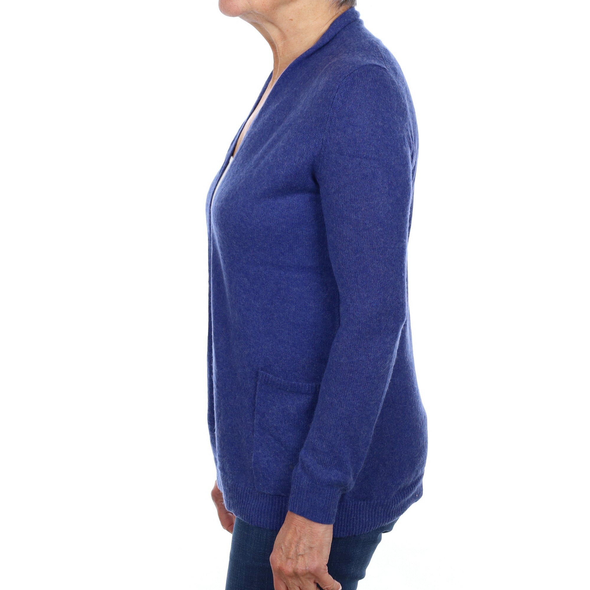 Deep Denim Blue Cashmere Edge To Edge Cardigan Medium