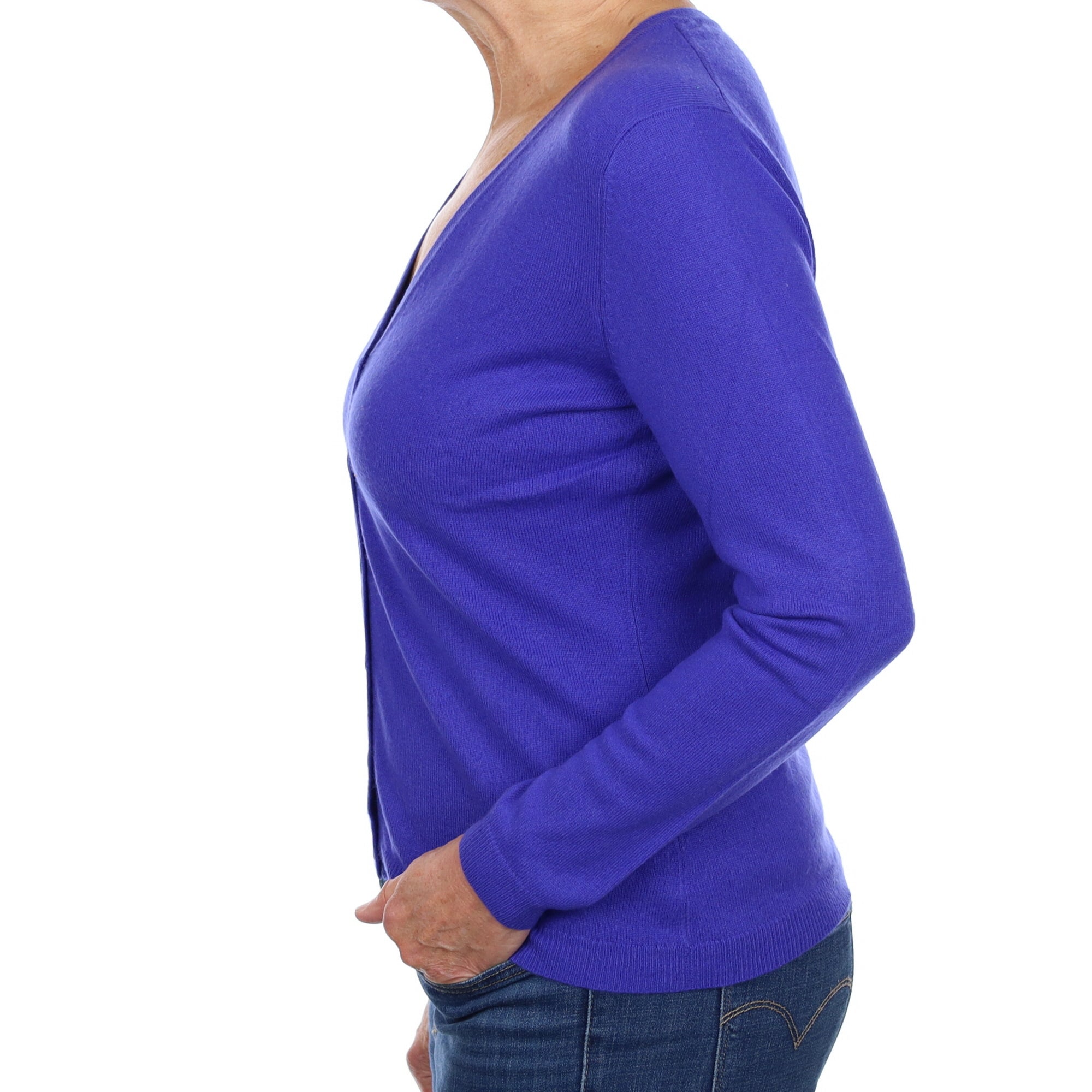 Indigo Blue Cashmere V Neck Cardigan Medium