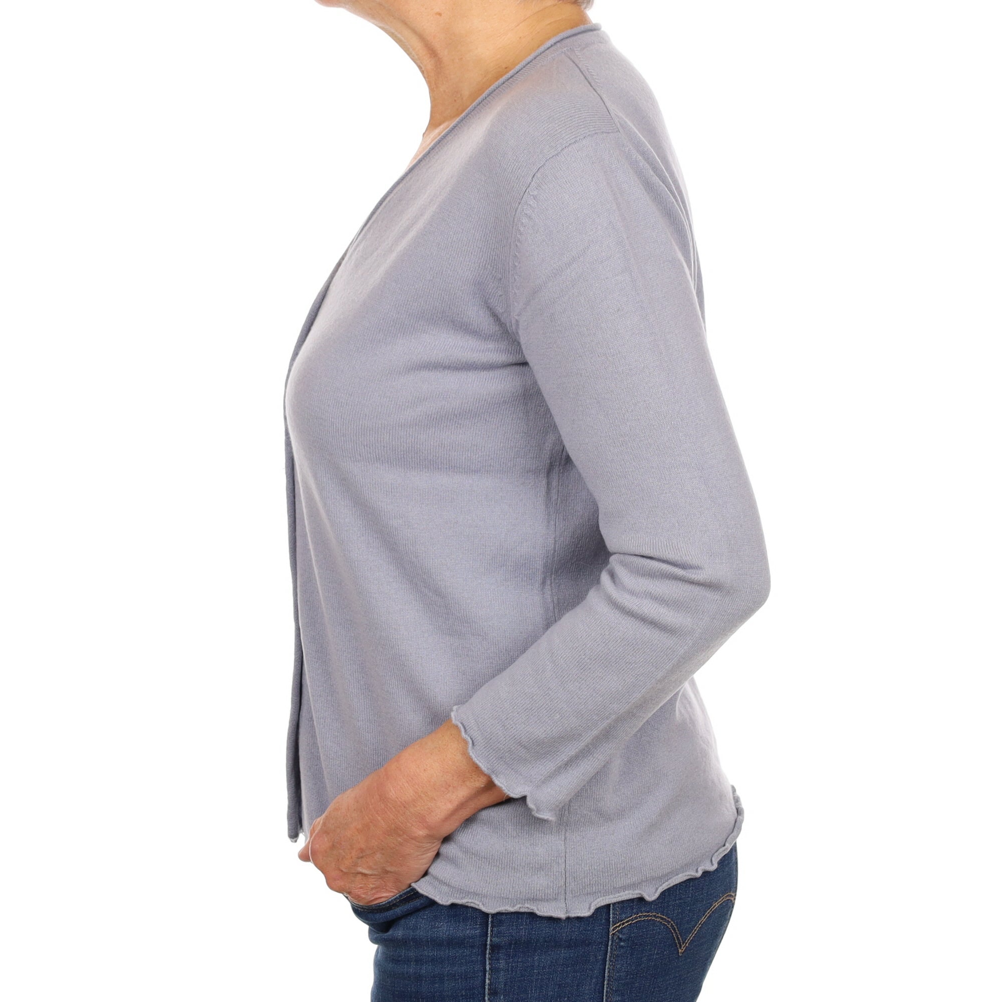 Stone Blue Cashmere V Neck Cardigan Medium