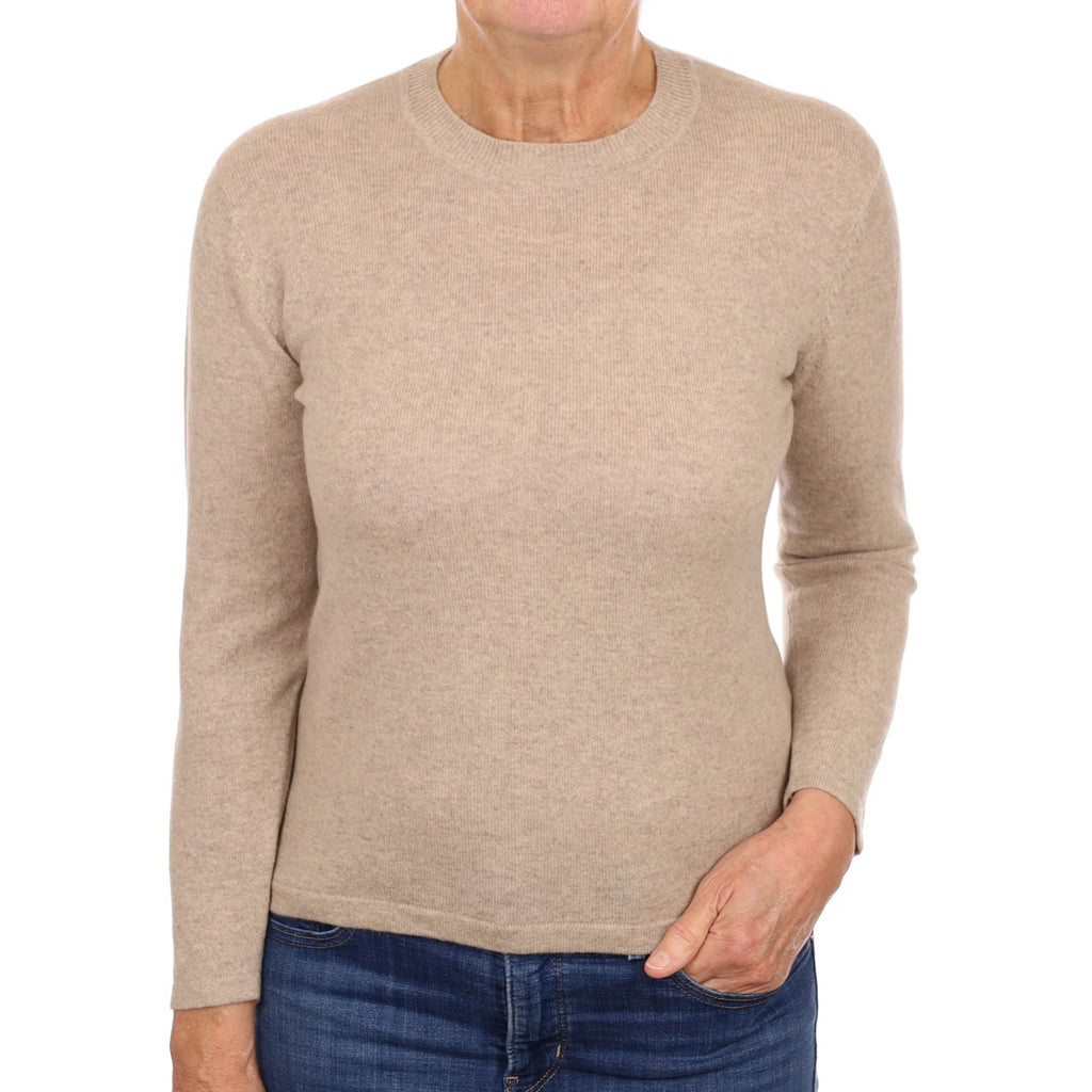 Fawn Beige Cashmere Crew Neck Jumper Medium