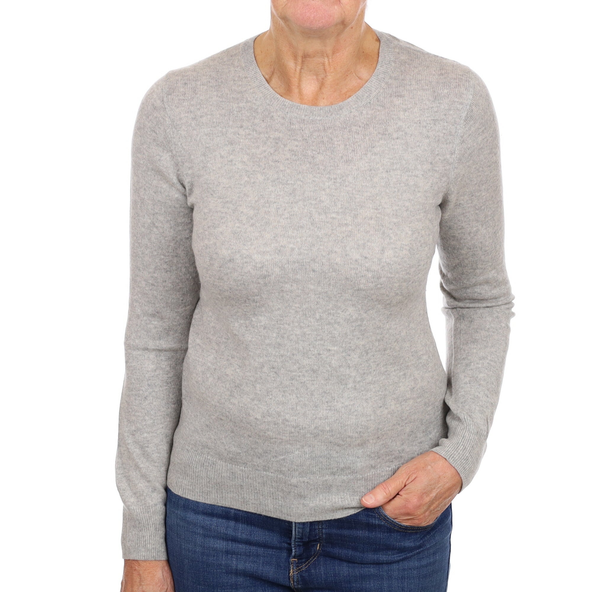 Smoke Grey Cashmere Crew Neck Jumper Medium