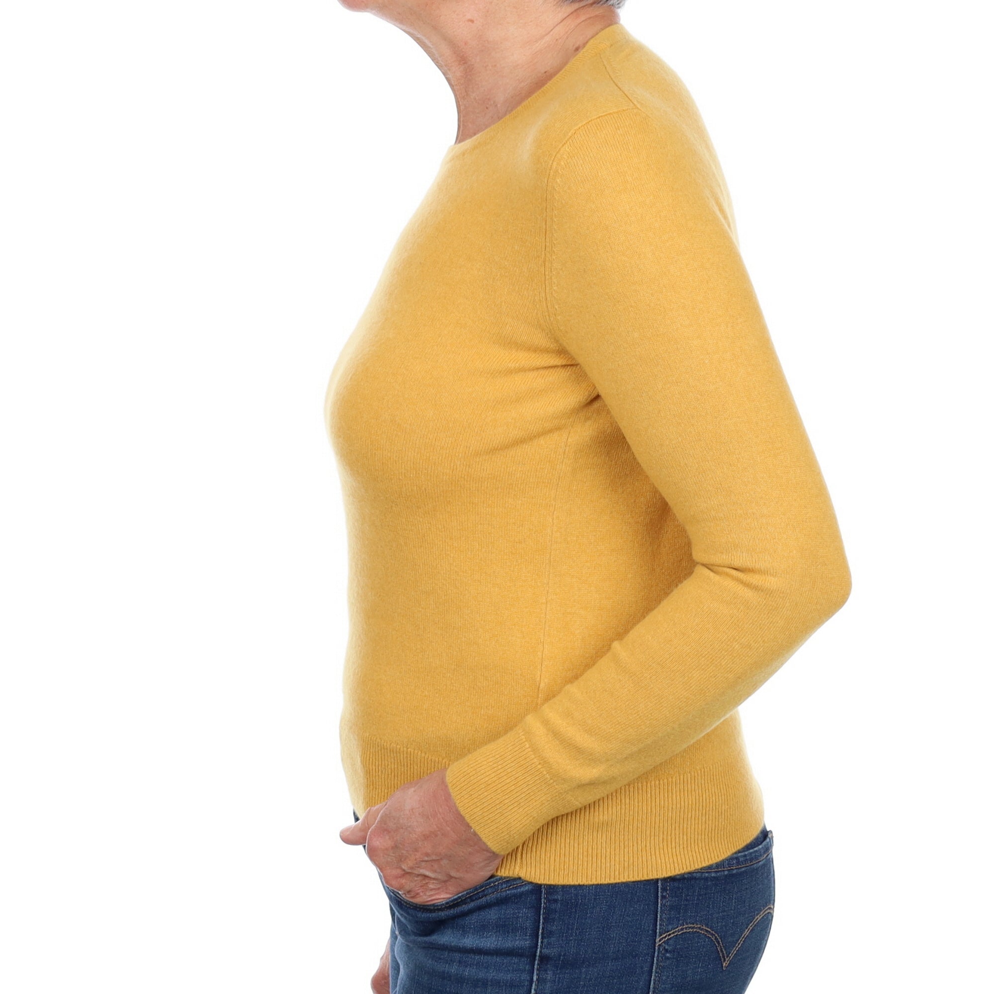 Goldfinch Yellow Cashmere Crew Neck Jumper Medium