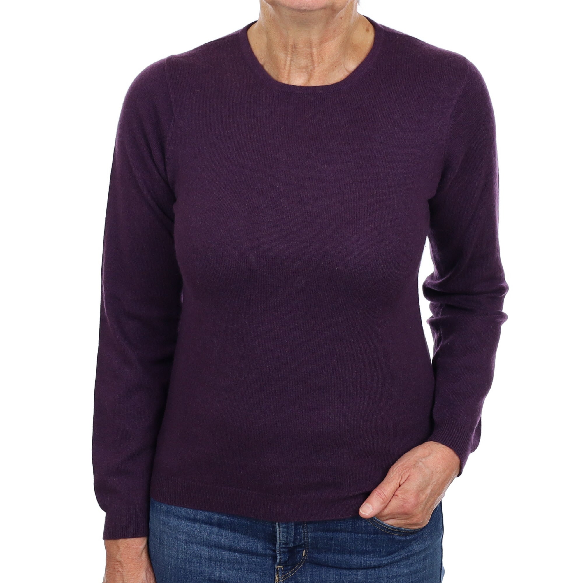 Blueberry Purple Cashmere Crew Neck Jumper Medium