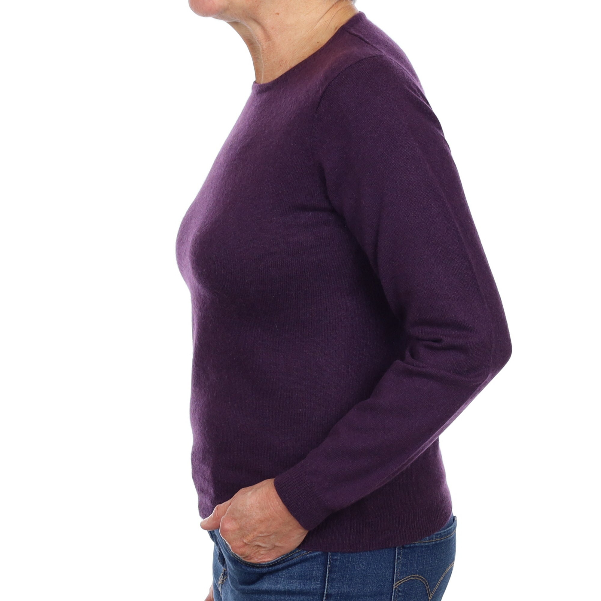 Blueberry Purple Cashmere Crew Neck Jumper Medium