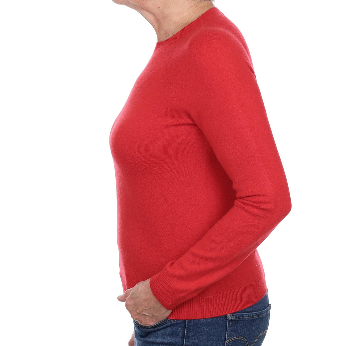 Berry Red Cashmere Crew Neck Jumper Medium