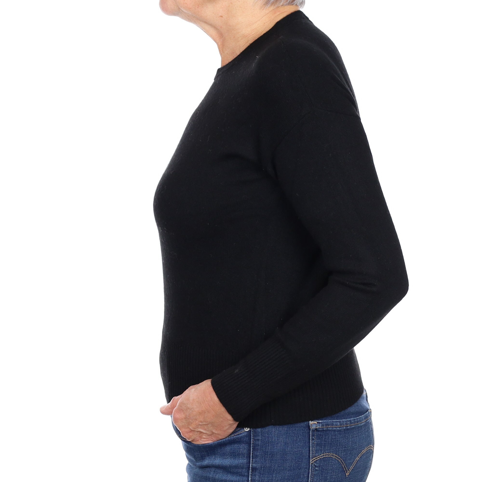 Black Cashmere Crew Neck Jumper Medium
