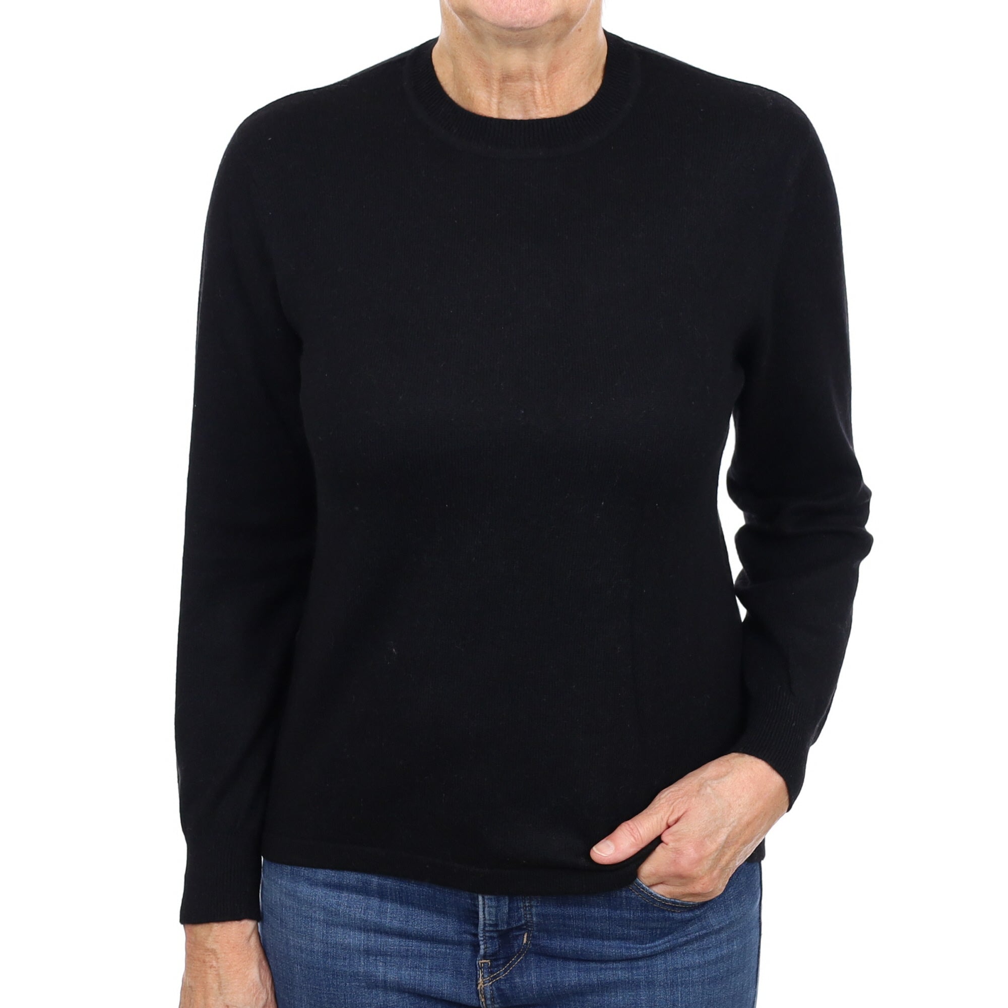 Black Cashmere Crew Neck Jumper Medium