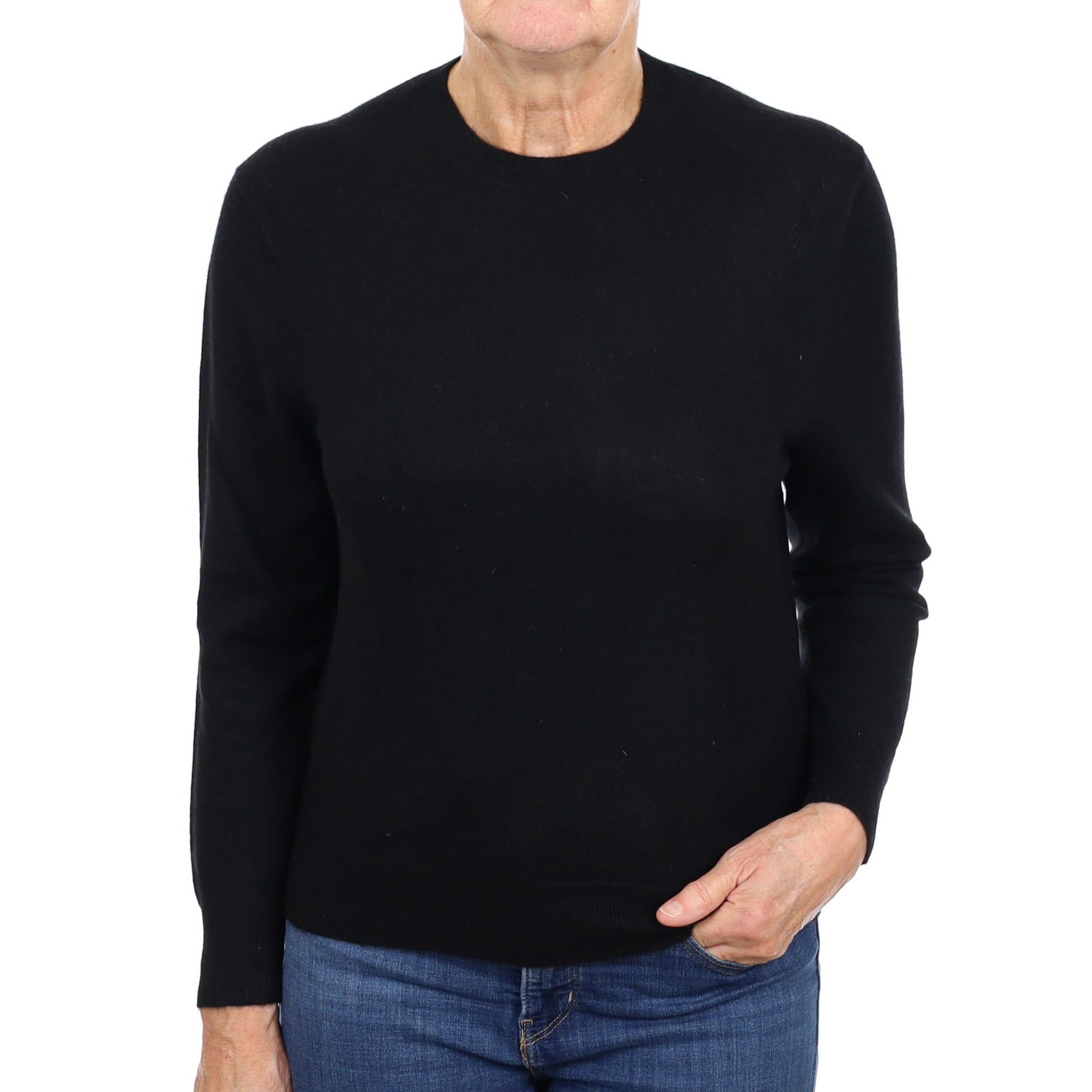 Black Cashmere Crew Neck Jumper Medium