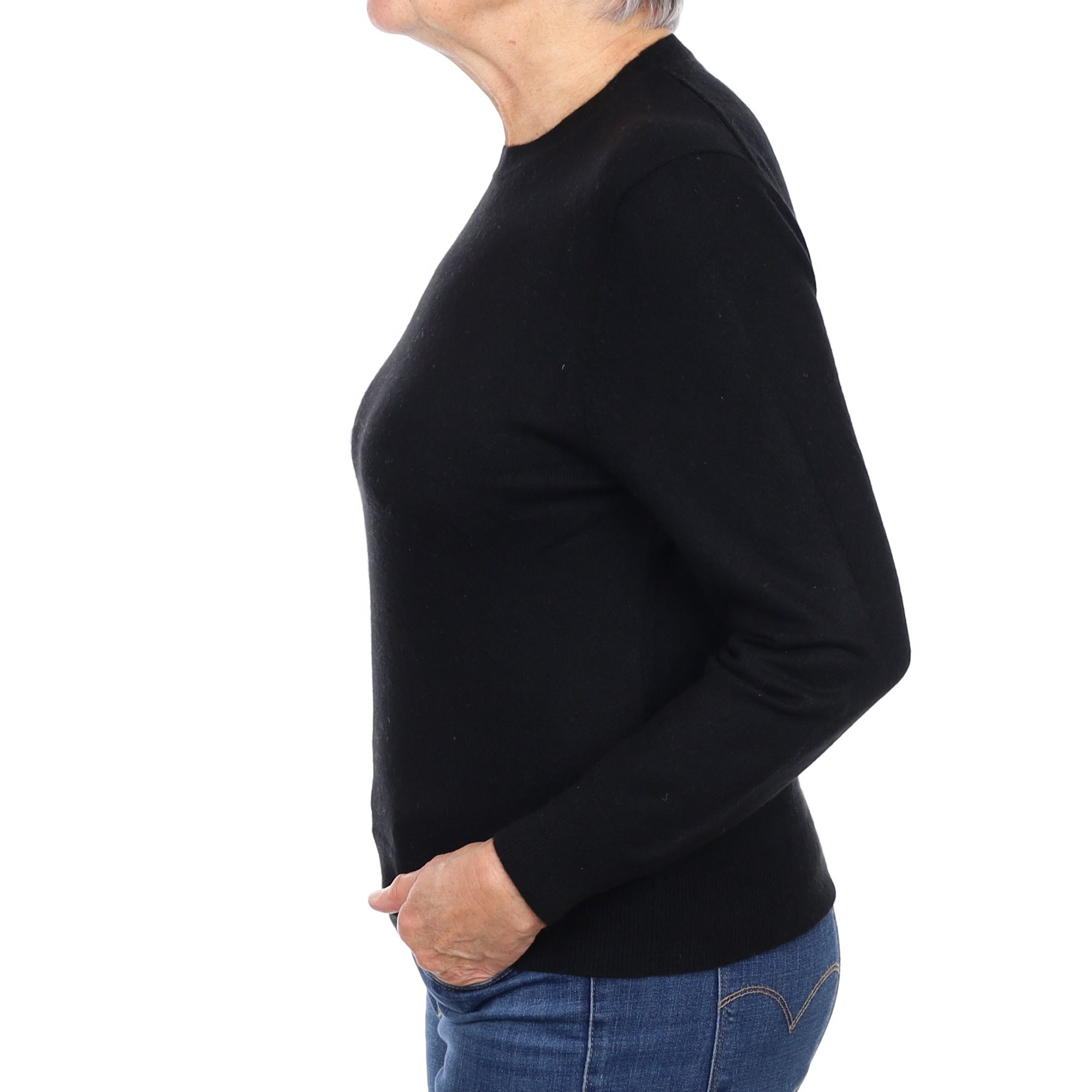 Black Cashmere Crew Neck Jumper Medium