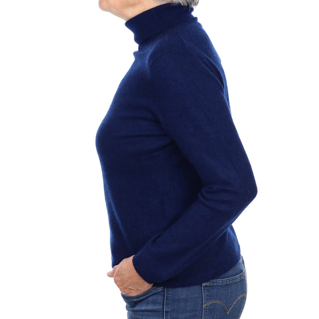 Midnight Blue Cashmere Polo Neck Jumper Medium