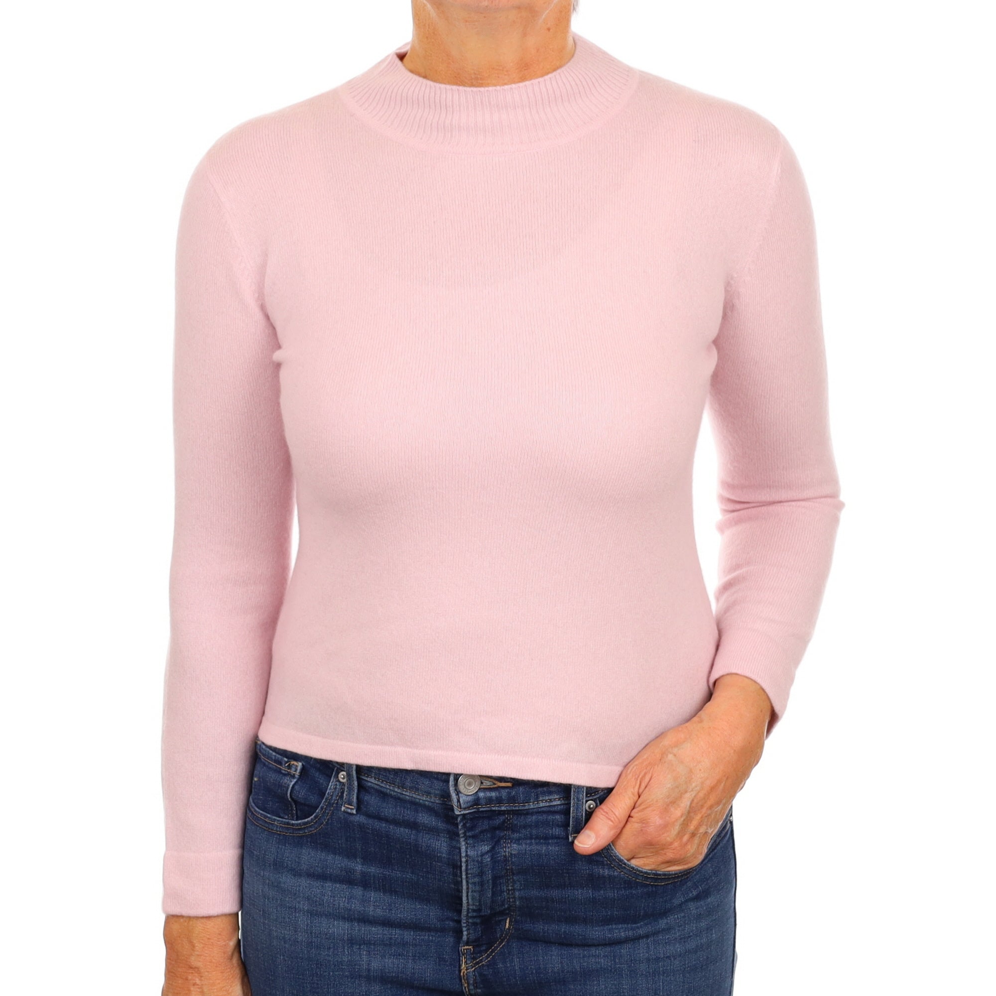 Carnation Pink Cashmere Turtle Neck Jumper Medium