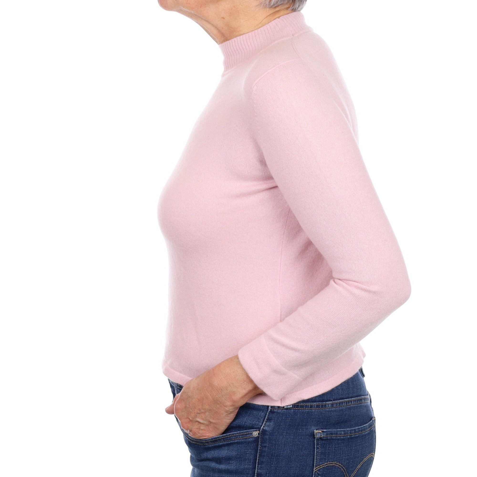 Carnation Pink Cashmere Turtle Neck Jumper Medium