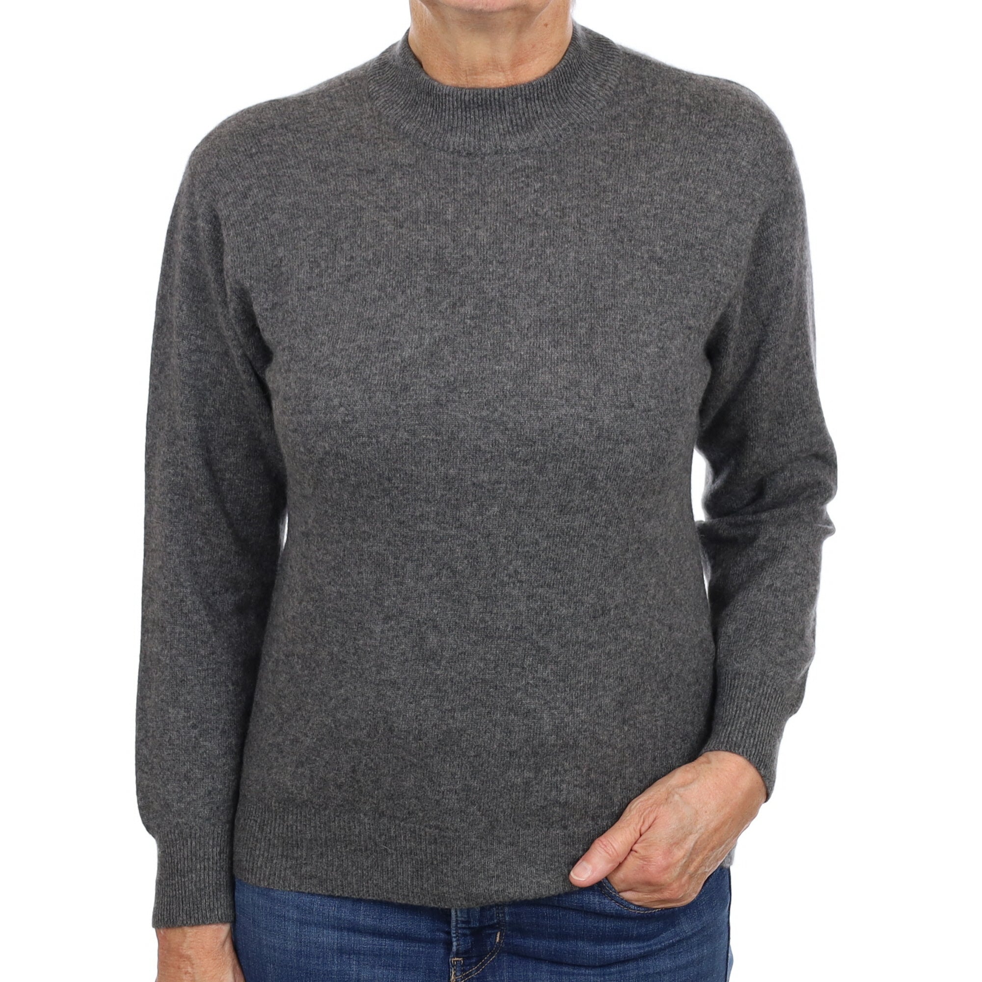 Slate Grey Cashmere Turtle Neck Jumper Medium