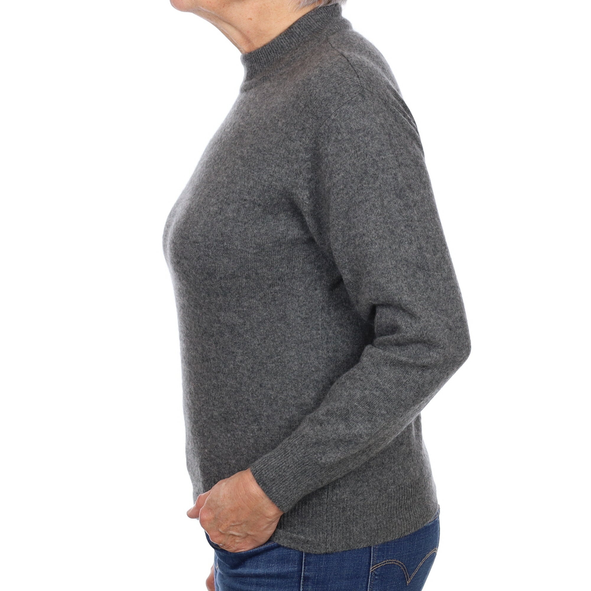 Slate Grey Cashmere Turtle Neck Jumper Medium