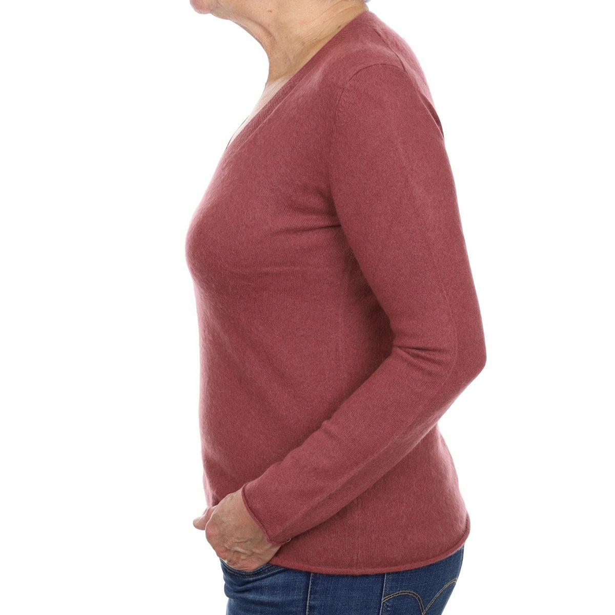Rouge Pink Cashmere V Neck Jumper Medium