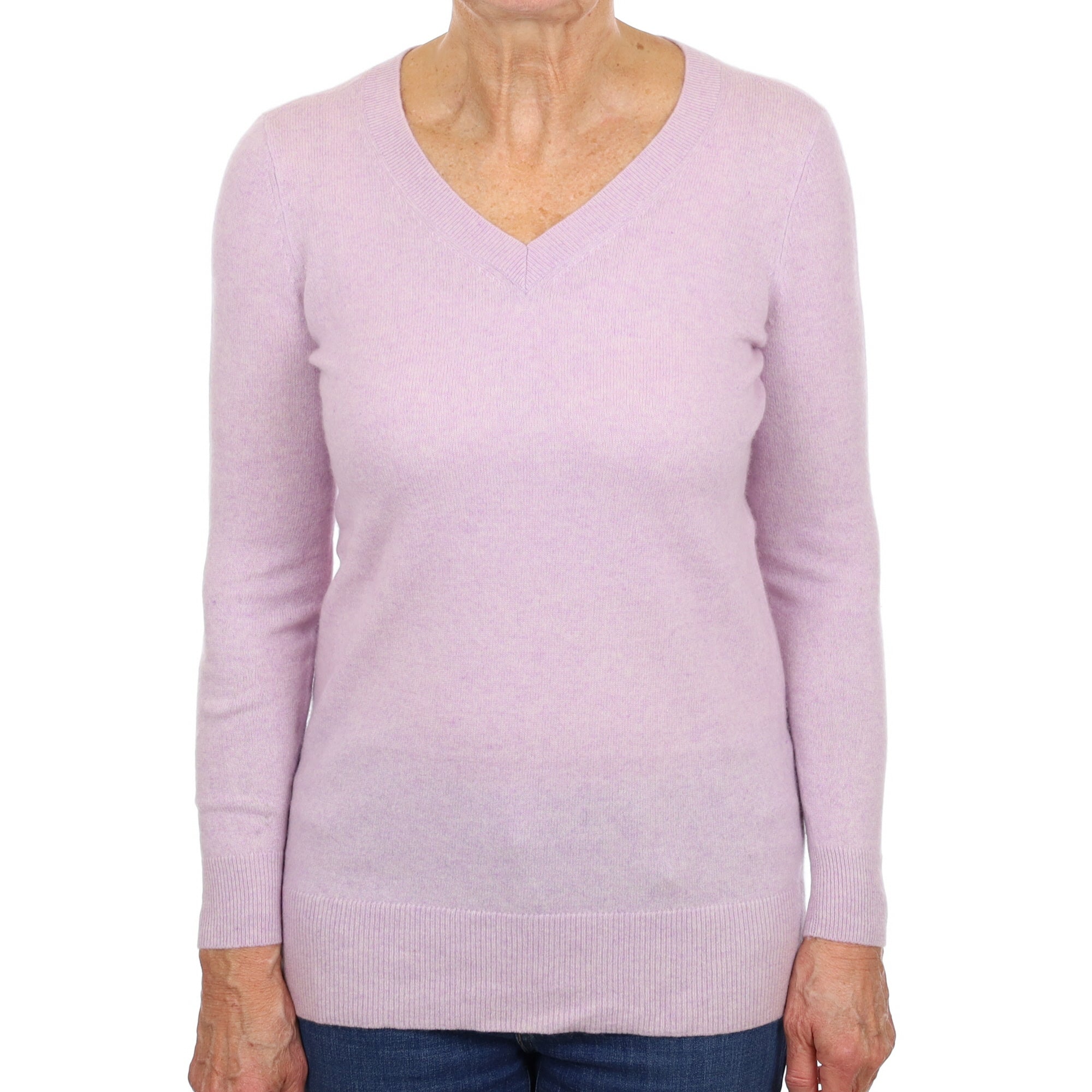 Lavender Purple Cashmere V Neck Jumper Medium