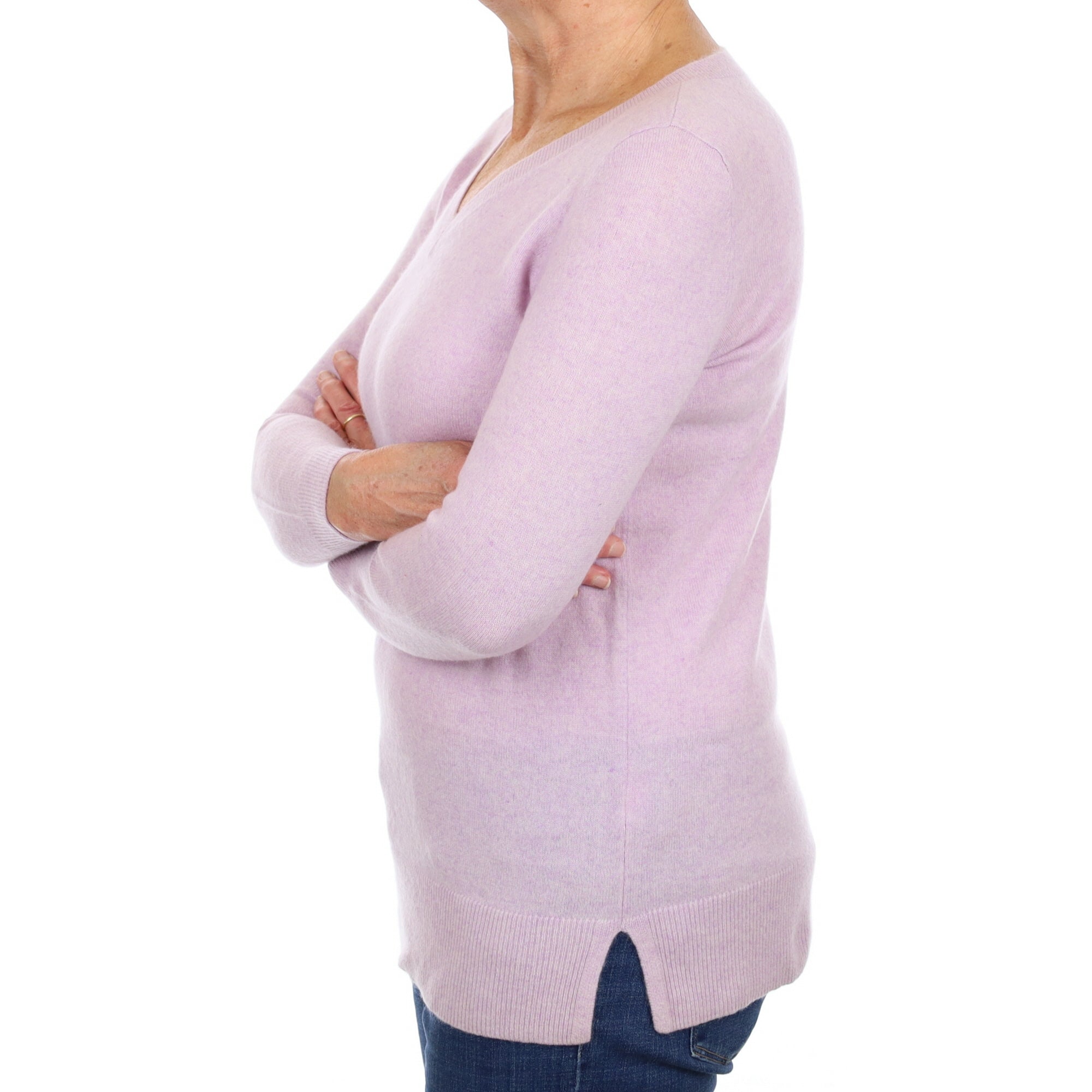 Lavender Purple Cashmere V Neck Jumper Medium