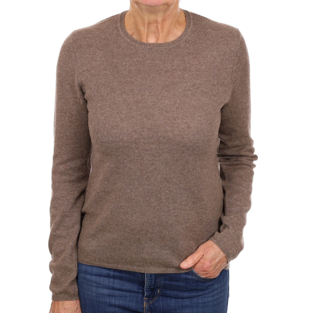 Mocha Brown Cashmere Crew Neck Jumper Medium