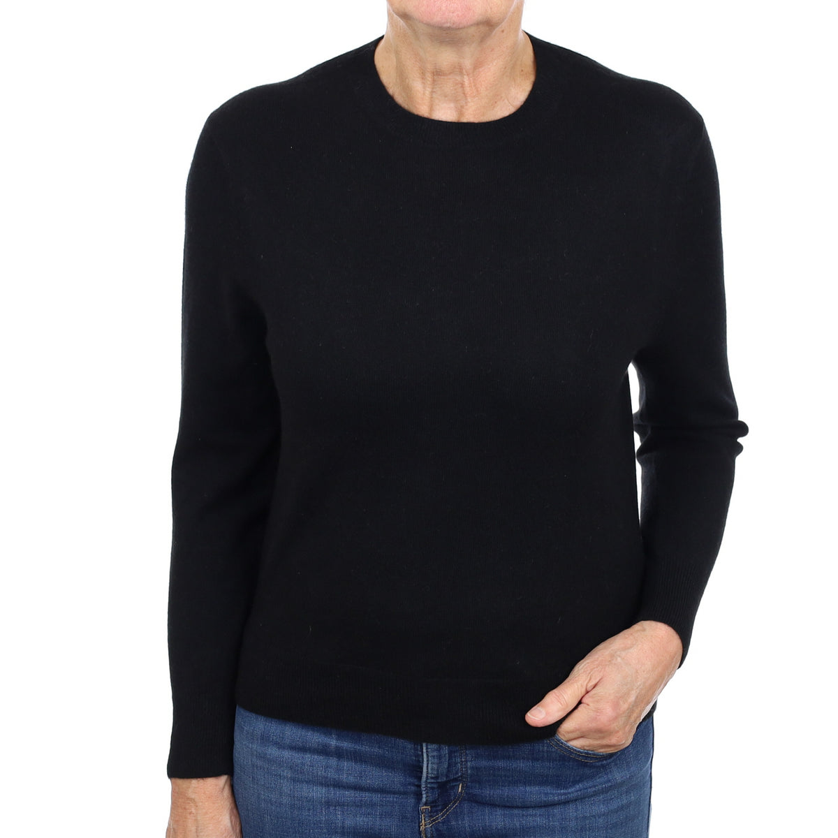 Black Cashmere Crew Neck Jumper Medium