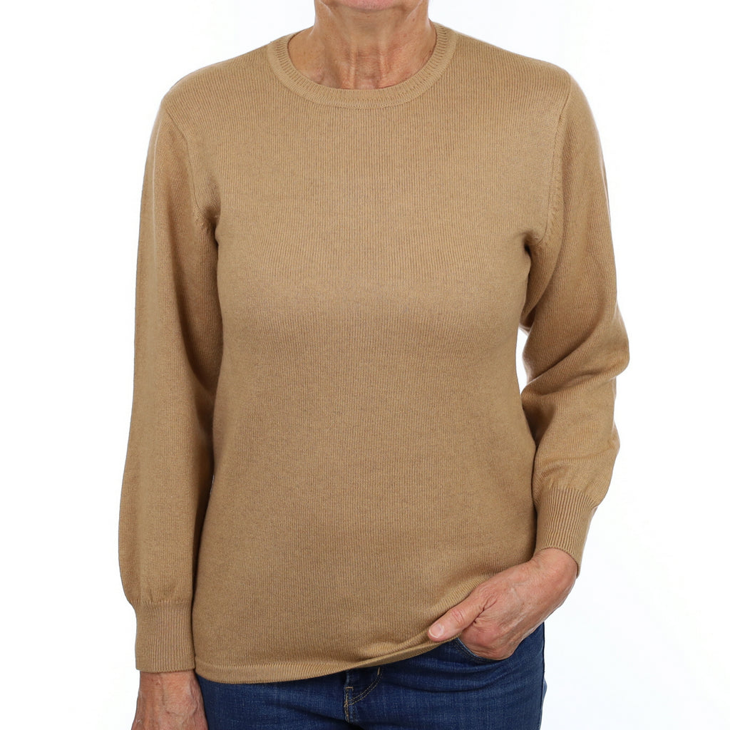 Caramel Brown Cashmere Crew Neck Jumper Medium