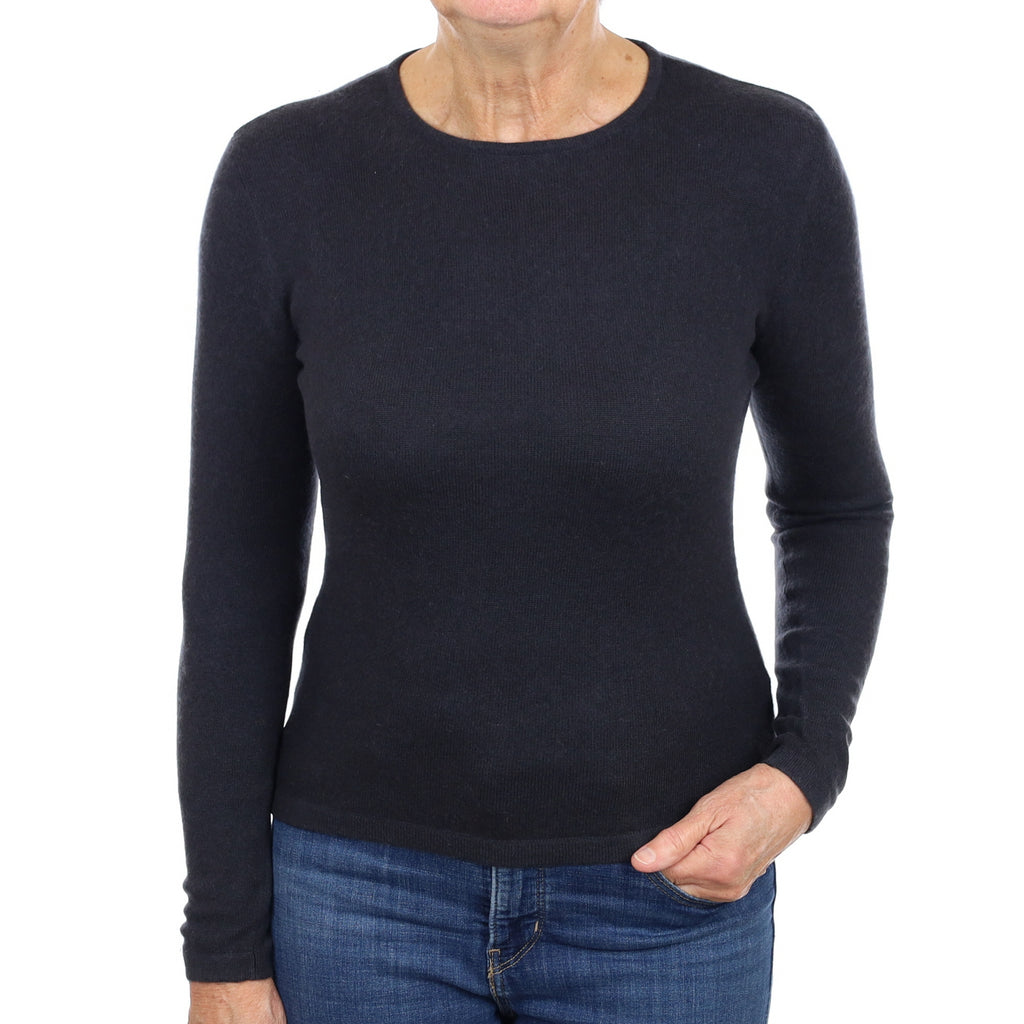 Dark Slate Grey Cashmere Crew Neck Jumper Medium