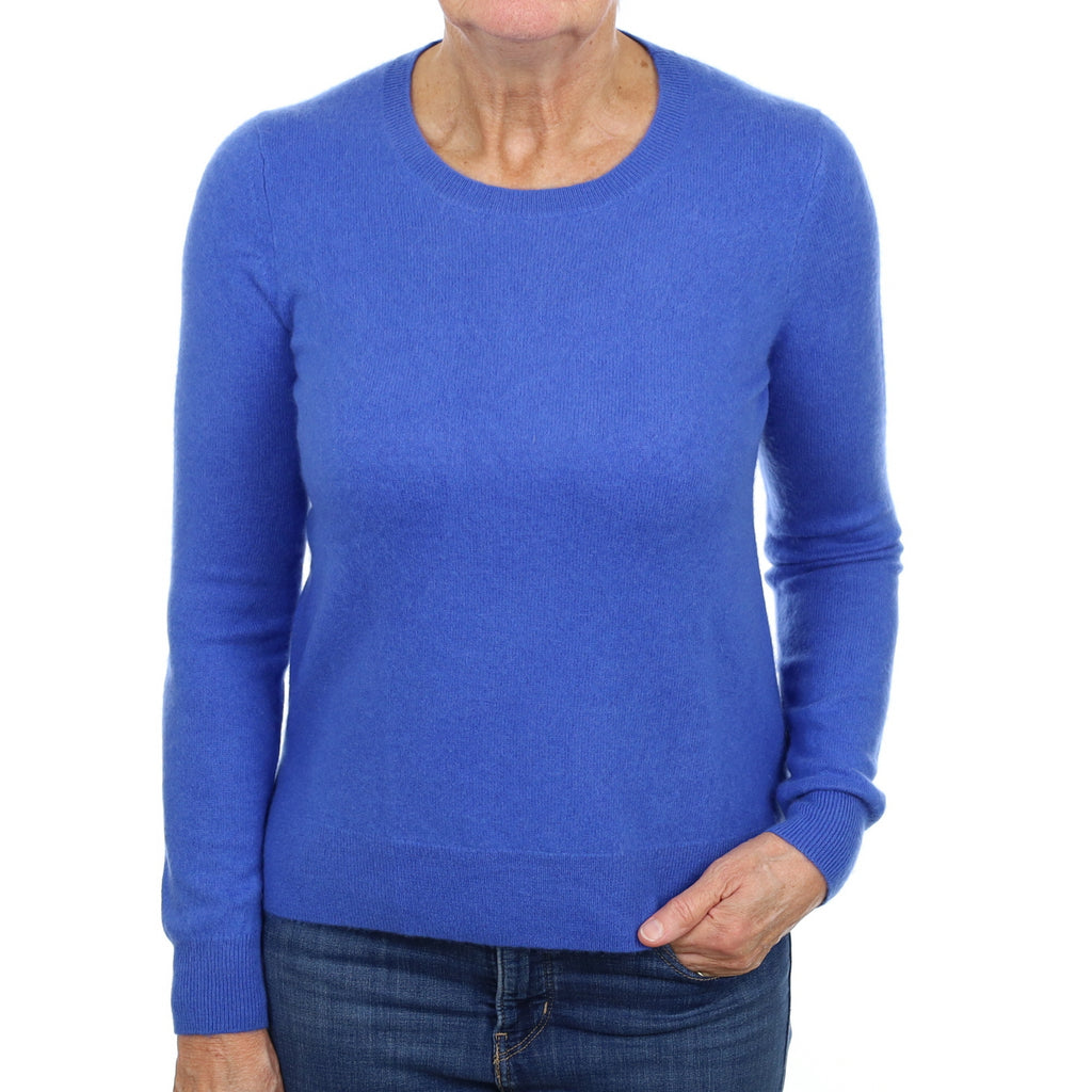 Azure Blue Cashmere Crew Neck Jumper Medium