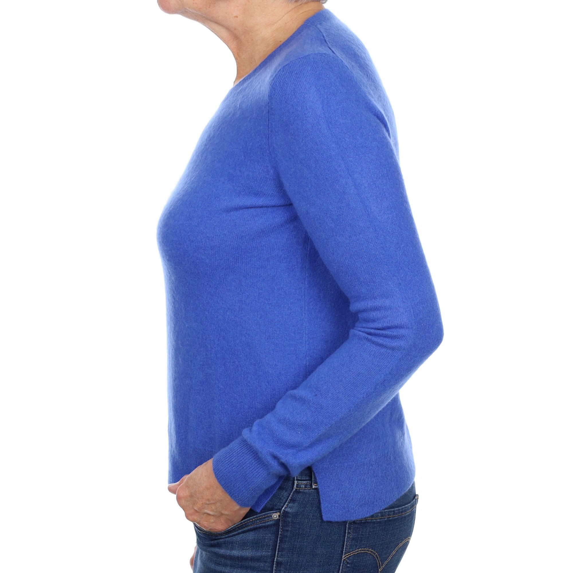 Azure Blue Cashmere Crew Neck Jumper Medium