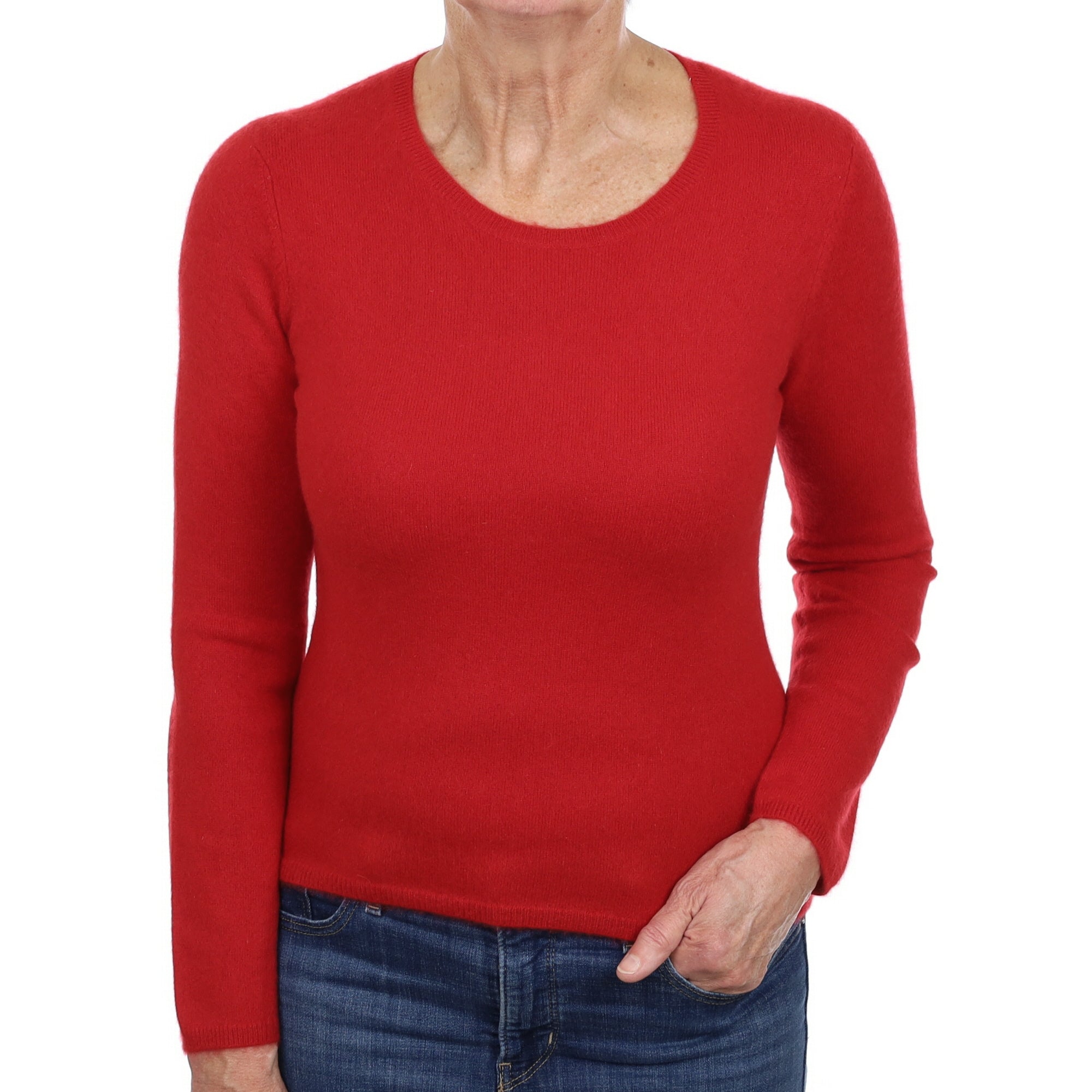 Post Box Red Cashmere Crew Neck Jumper Medium