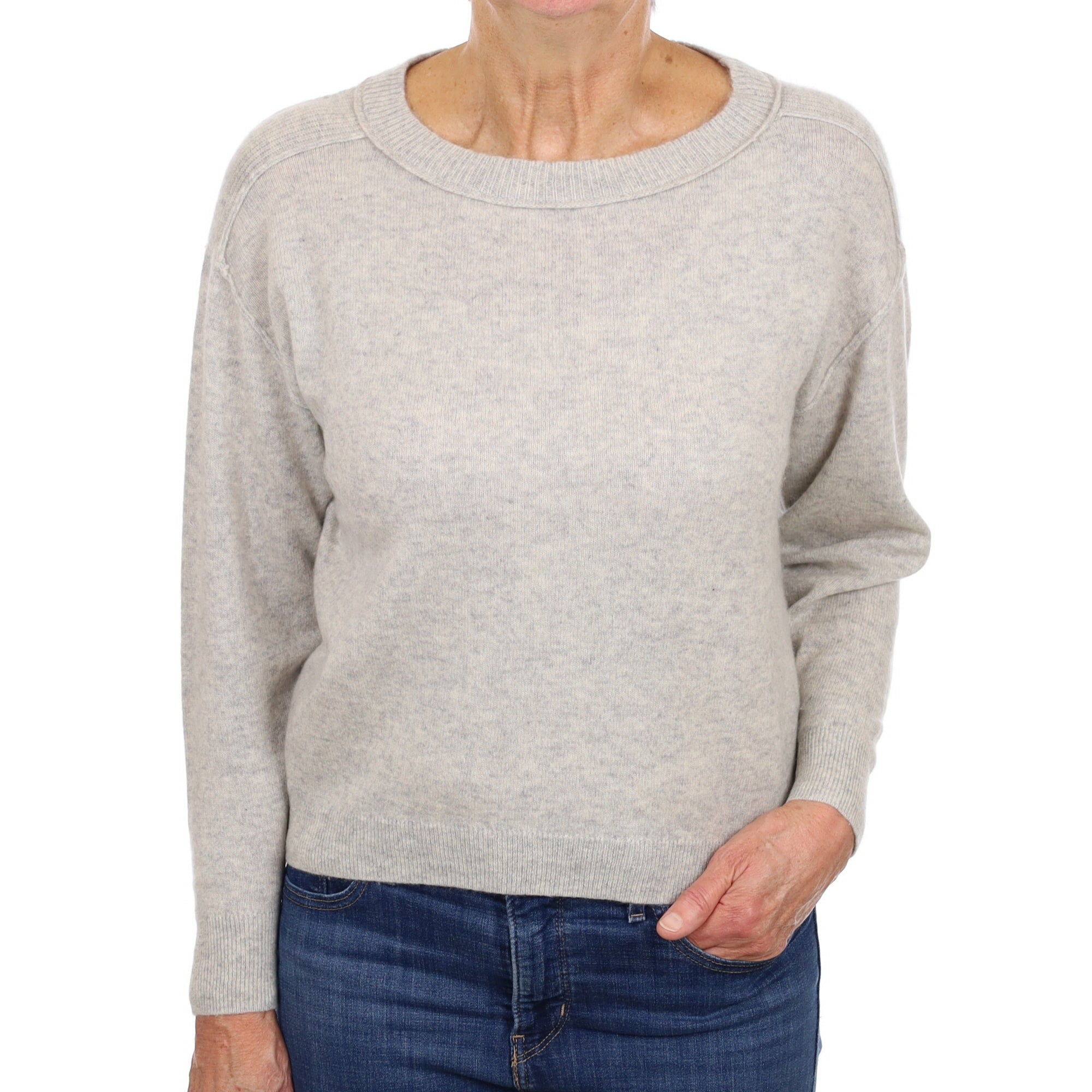 Mist Grey Cashmere Crew Neck Jumper Medium