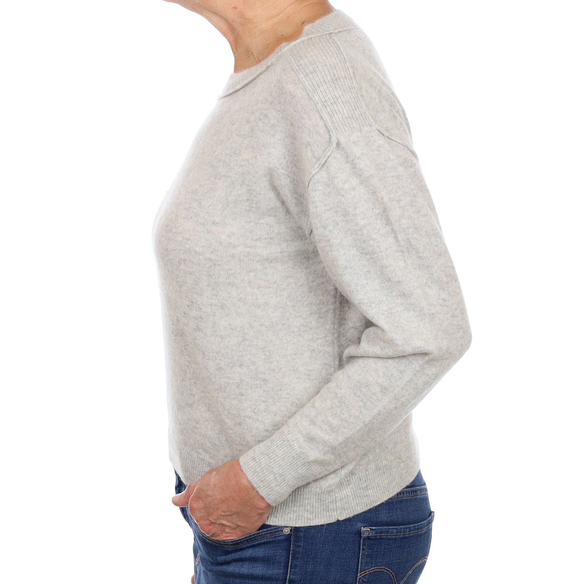 Mist Grey Cashmere Crew Neck Jumper Medium