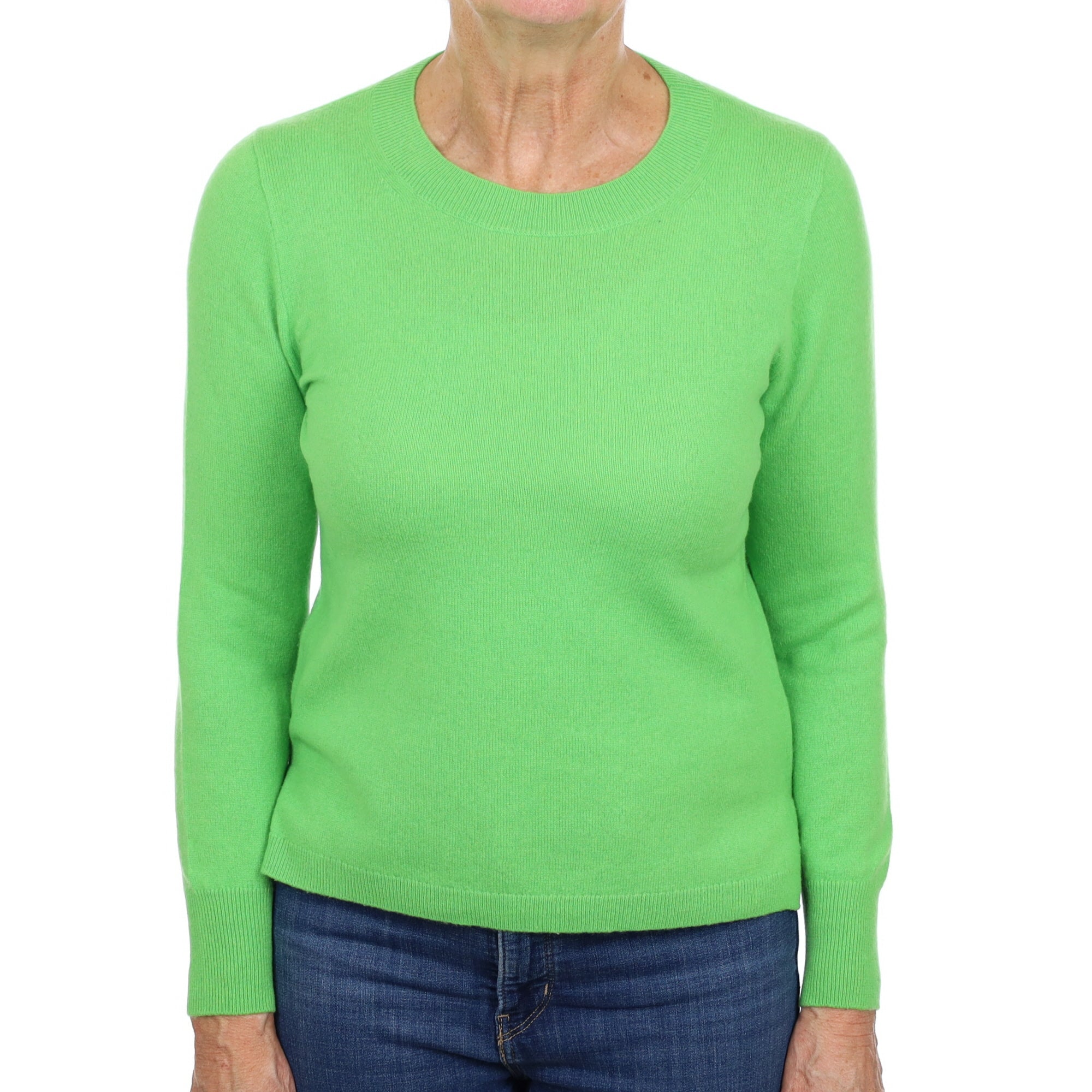 Neon Green Cashmere Crew Neck Jumper Medium