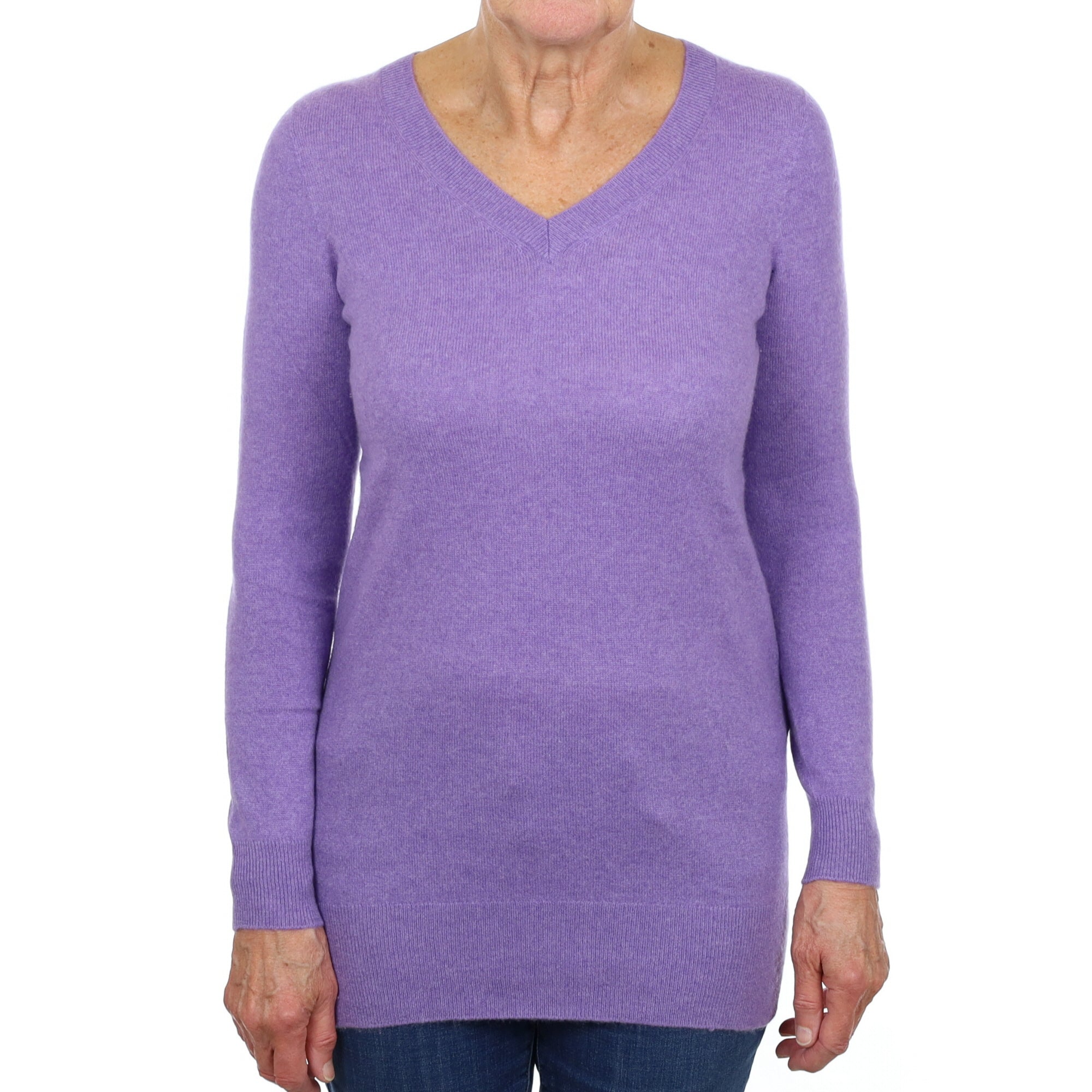 Periwinkle Purple Cashmere V Neck Jumper Medium