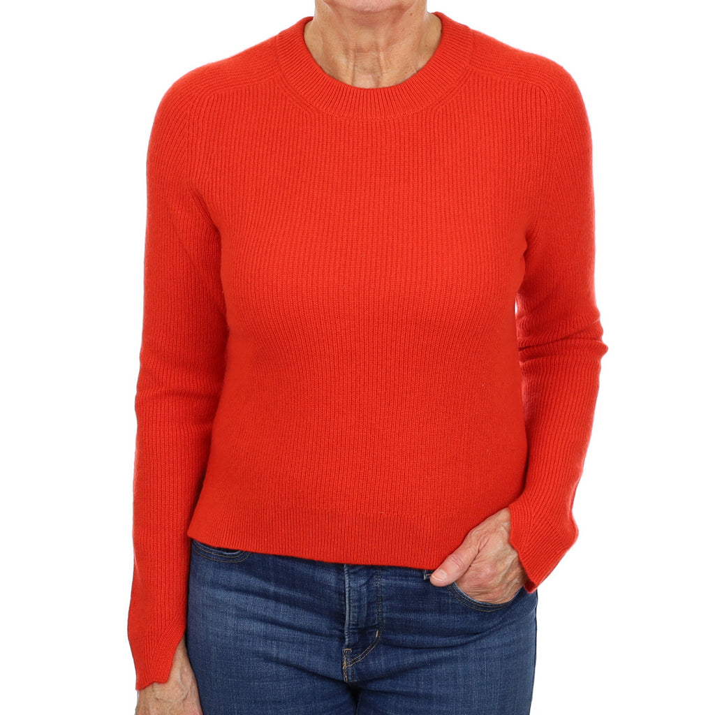 Rag & Bone Fiery Orange Rib Cashmere Crew Neck Jumper Medium