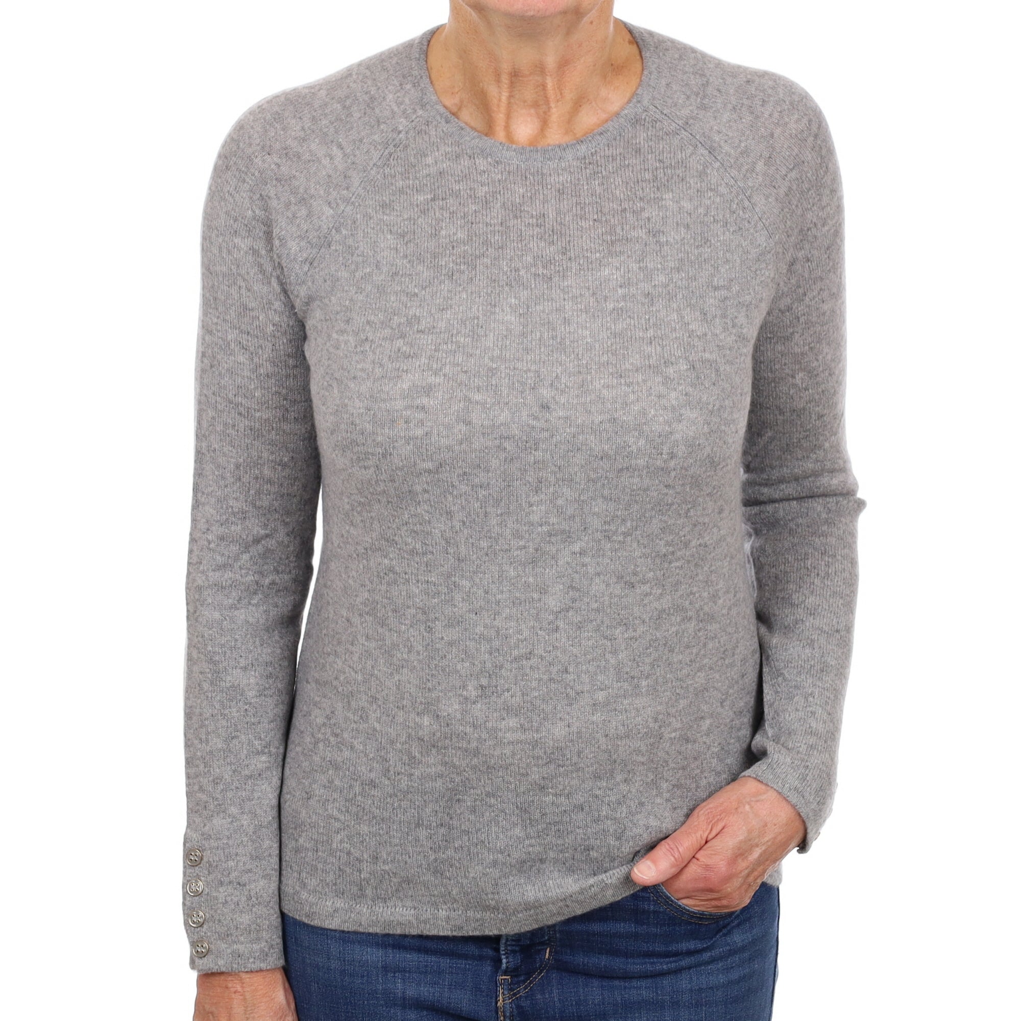 Ash Grey Cashmere Crew Neck Jumper Medium