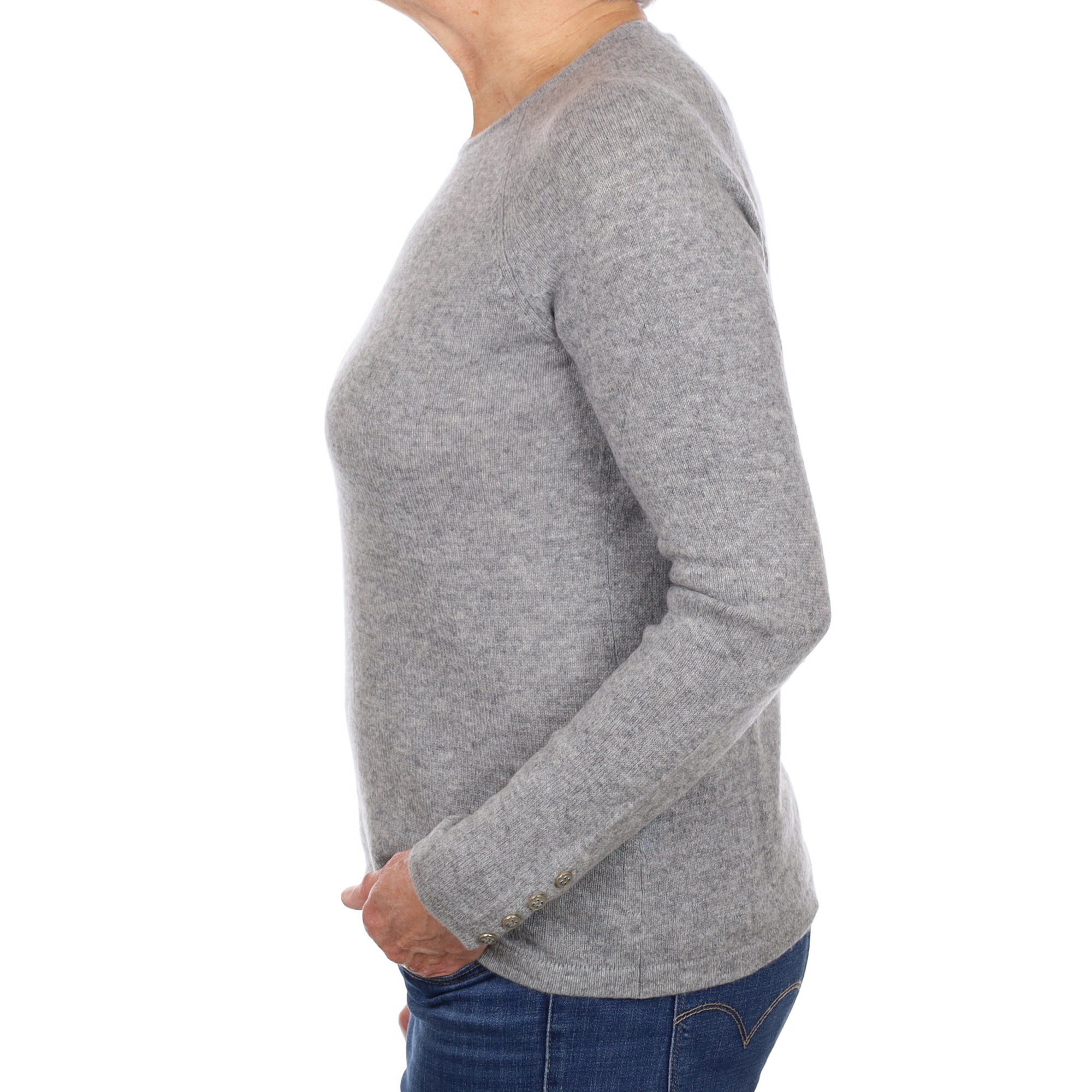 Ash Grey Cashmere Crew Neck Jumper Medium