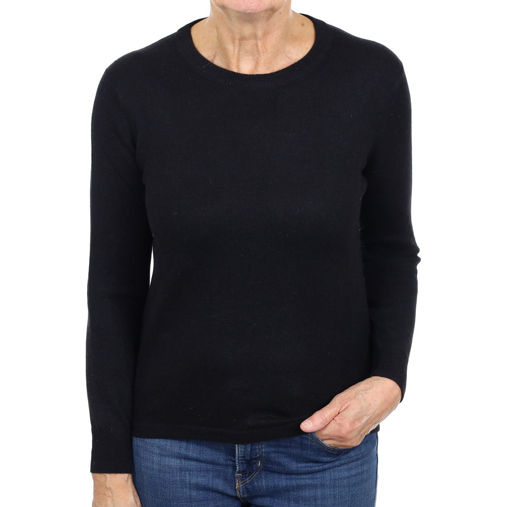 Black Cashmere Crew Neck Jumper Medium