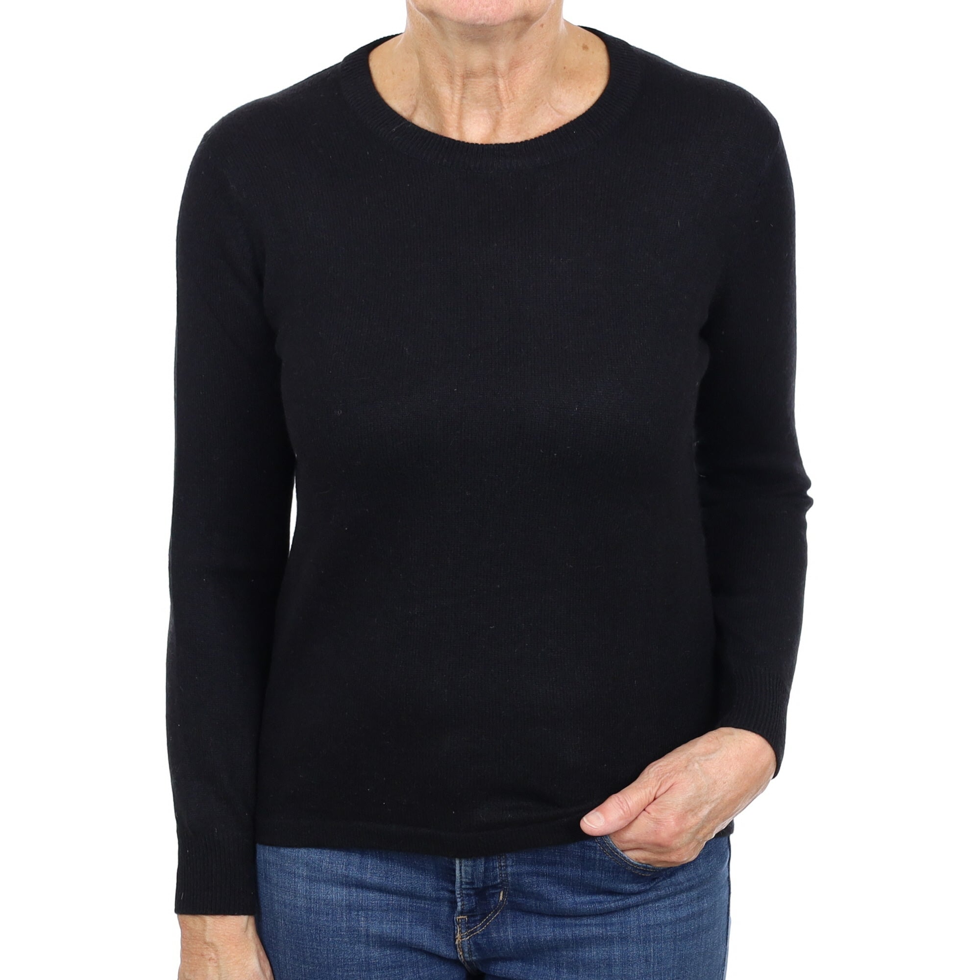 Black Cashmere Crew Neck Jumper Medium