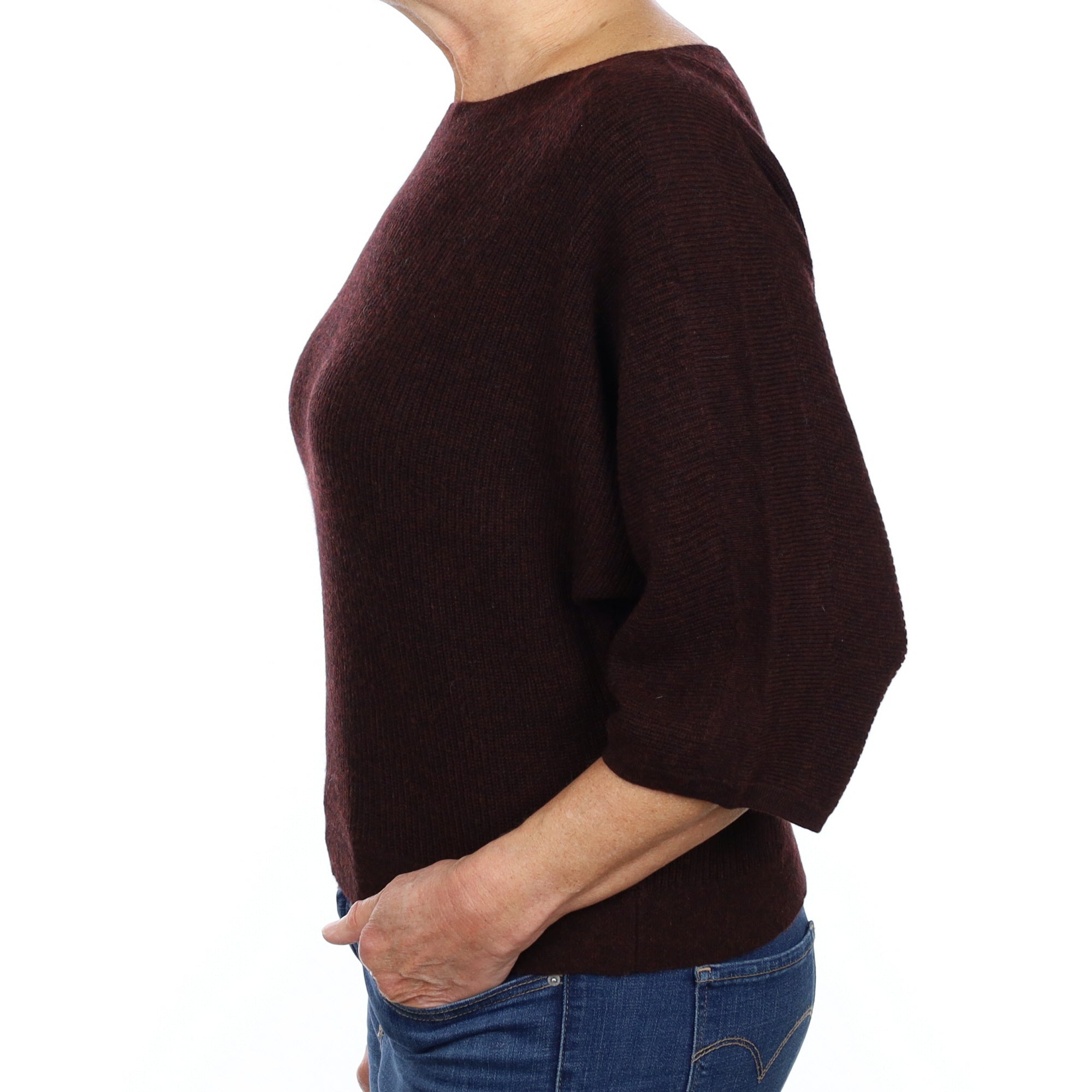 Poetry Port Red Cashmere Batwing Slash Neck Jumper Medium