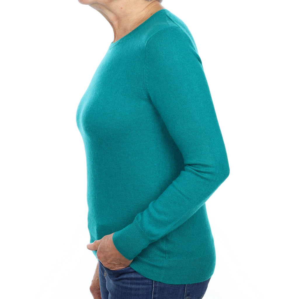 Deep Turquoise Green Cashmere Crew Neck Jumper Medium