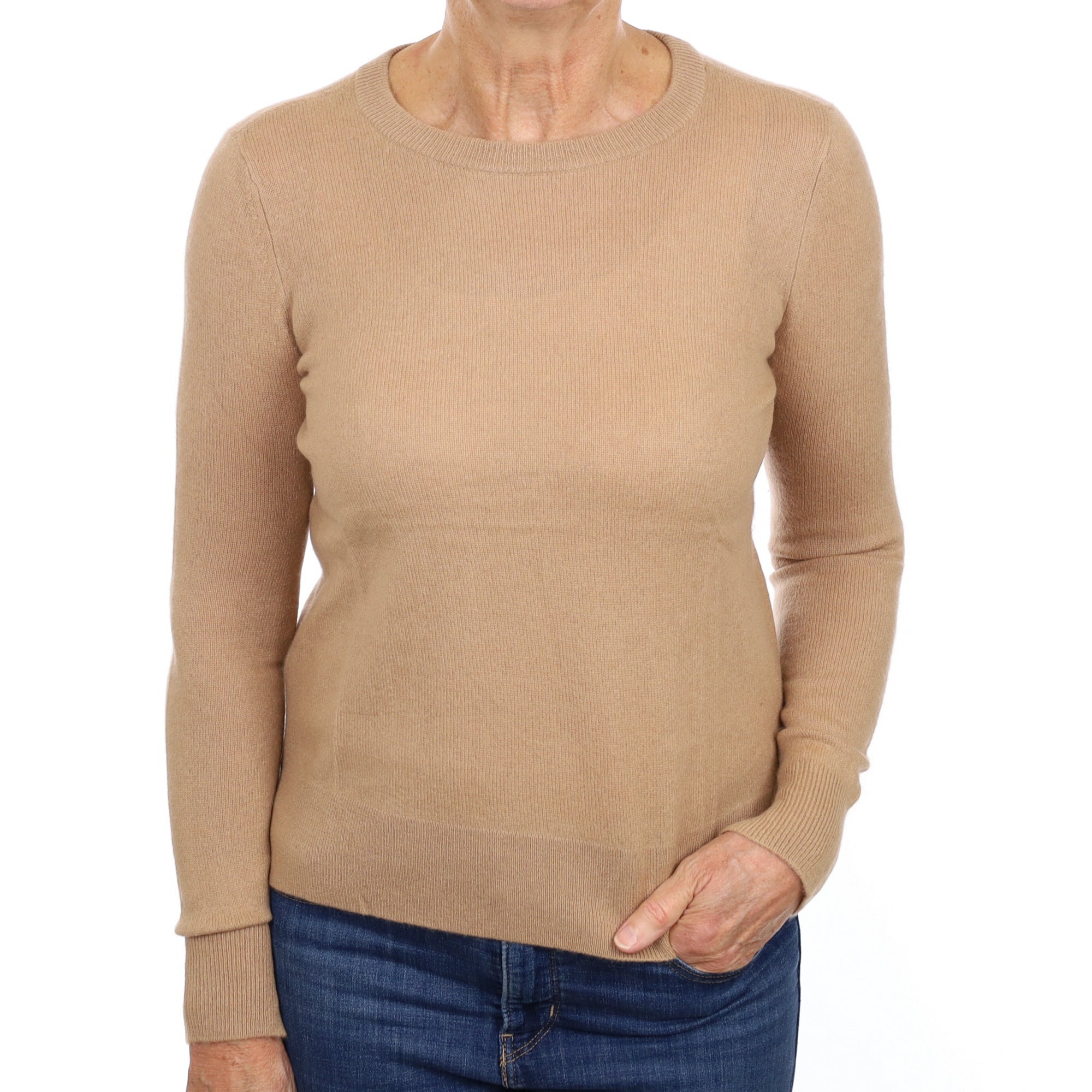 Caramel Brown Cashmere Crew Neck Jumper Medium
