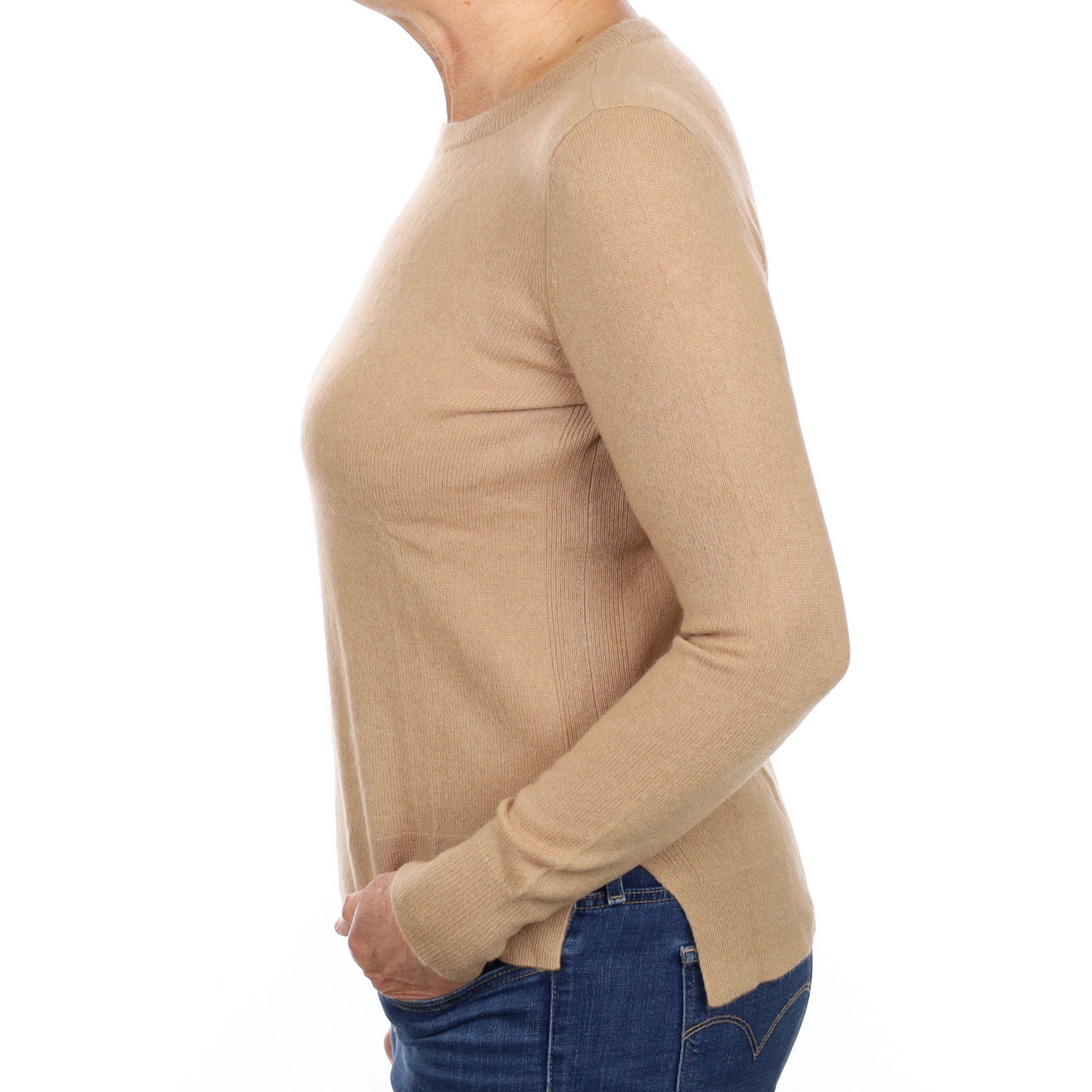Caramel Brown Cashmere Crew Neck Jumper Medium