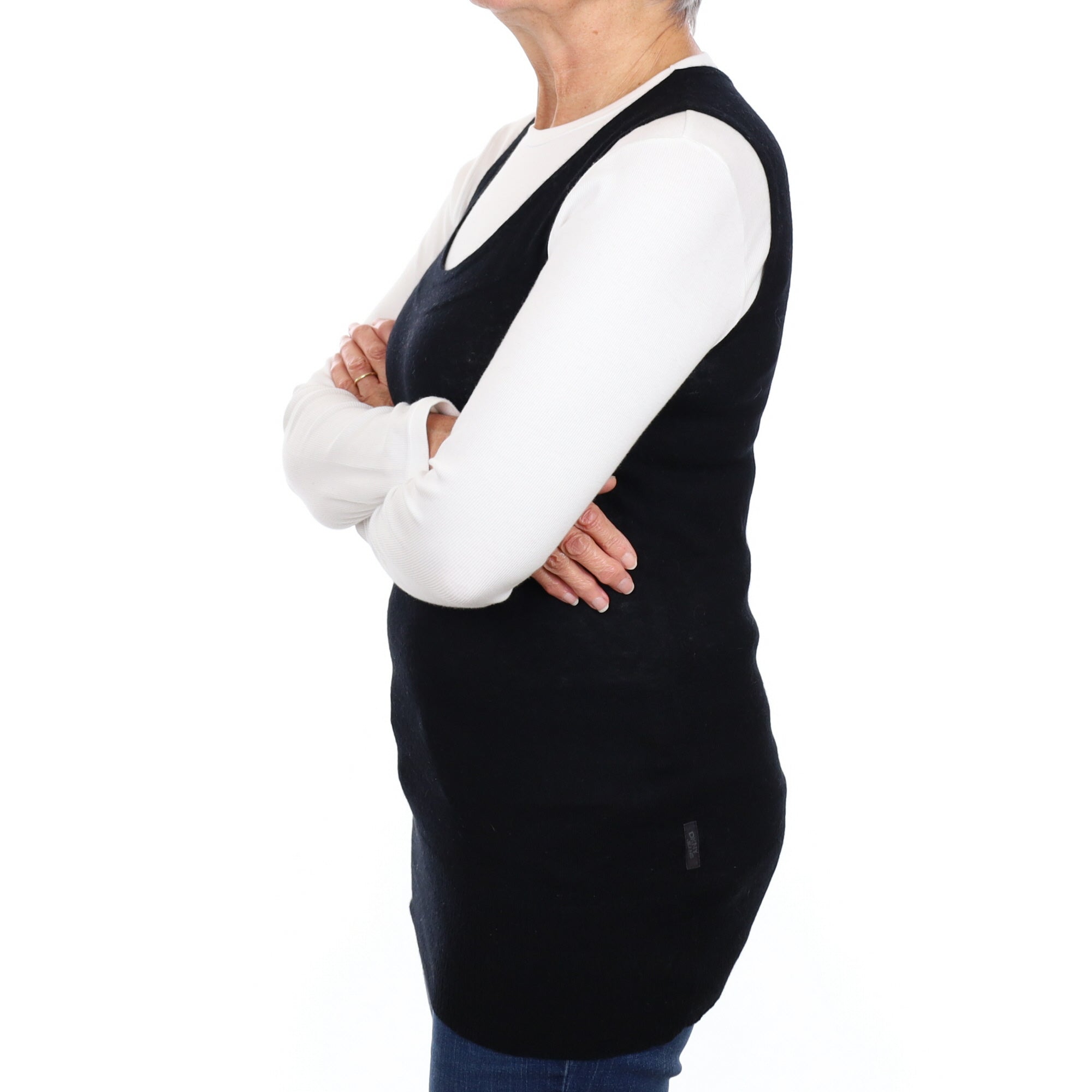 Black Cashmere Longline Scoop Neck Vest Medium
