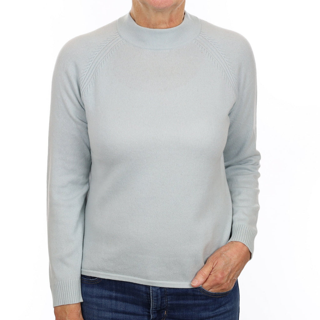 Opal Blue Cashmere Turtle Neck Jumper Medium